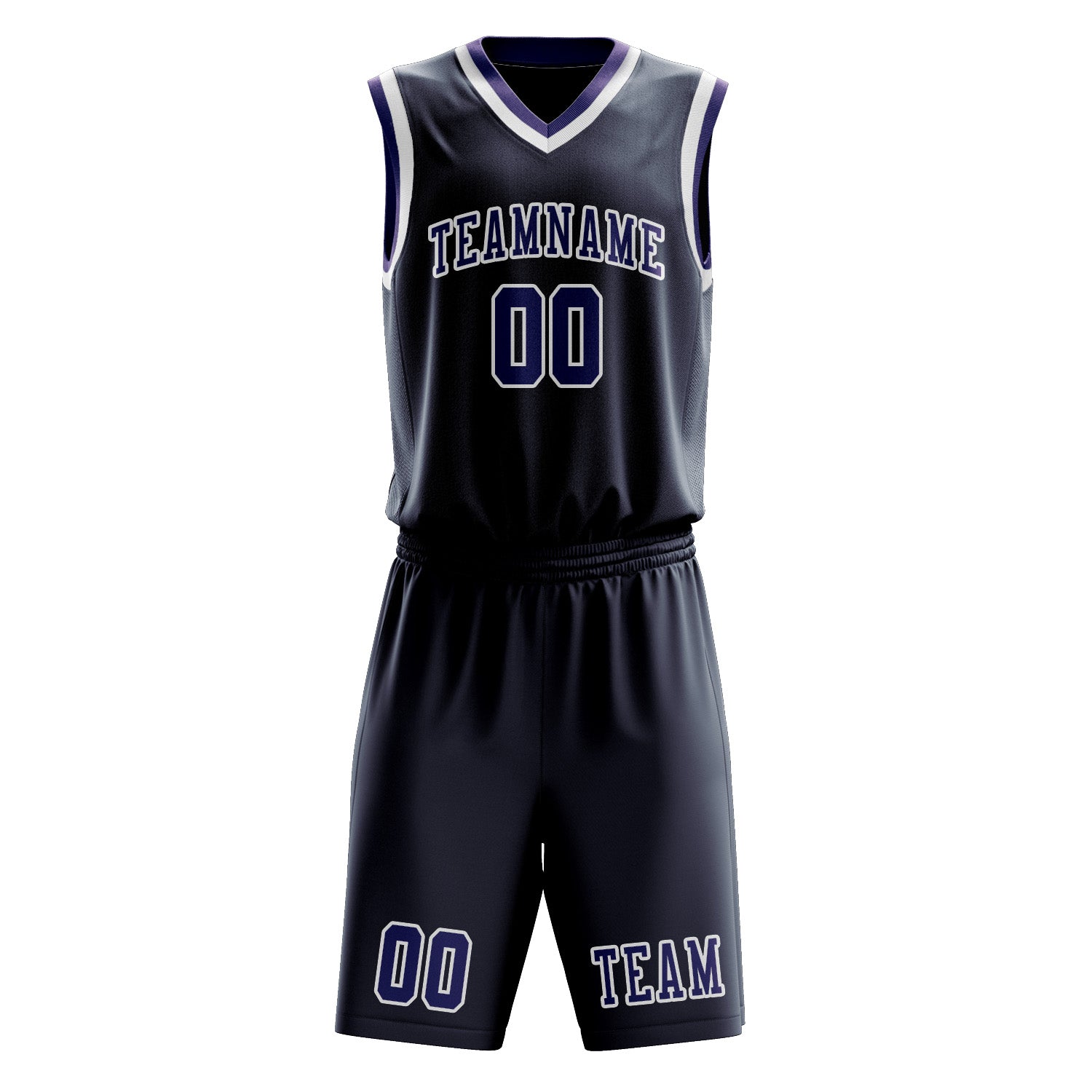 Benutzerdefiniertes Professionelles Marineblau Lila Basketballtrikot-Set