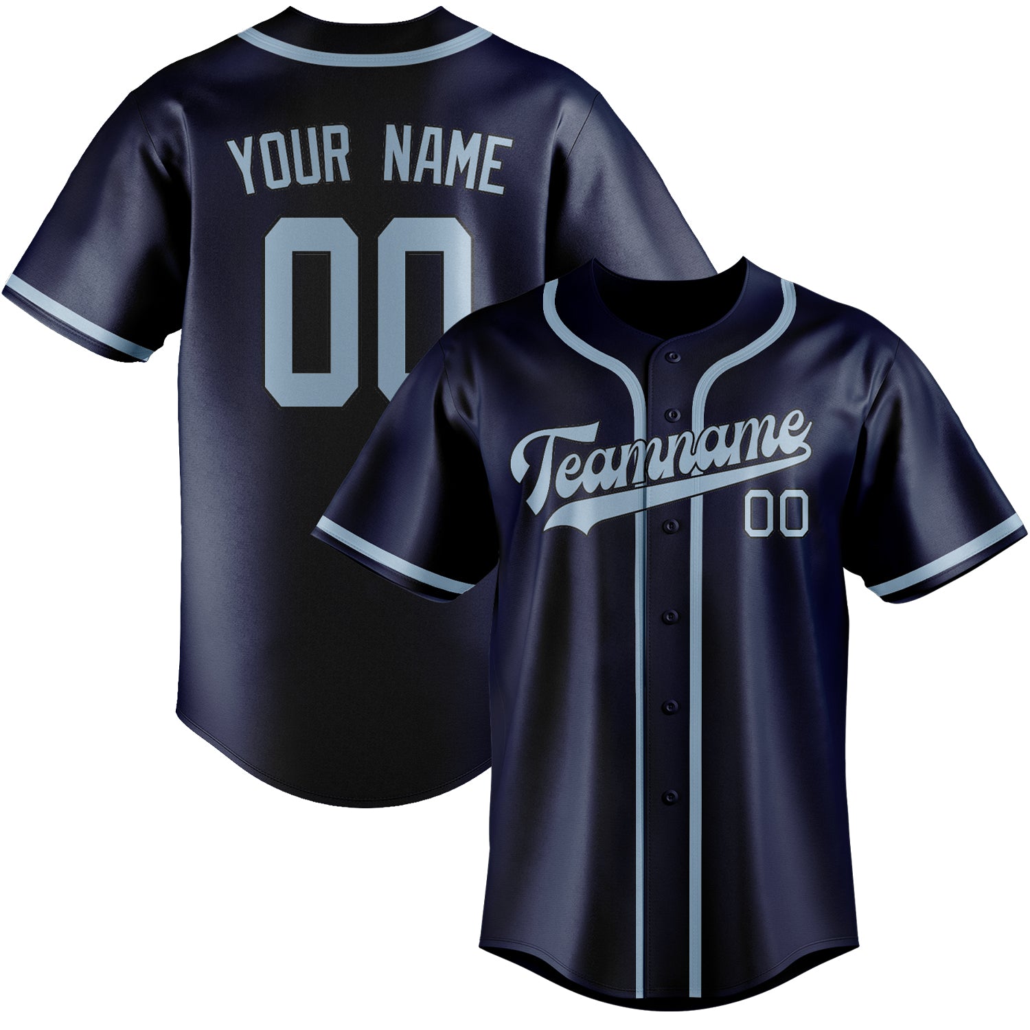 Benutzerdefiniertes Professionelles Marineblau Hellblau Baseballtrikot