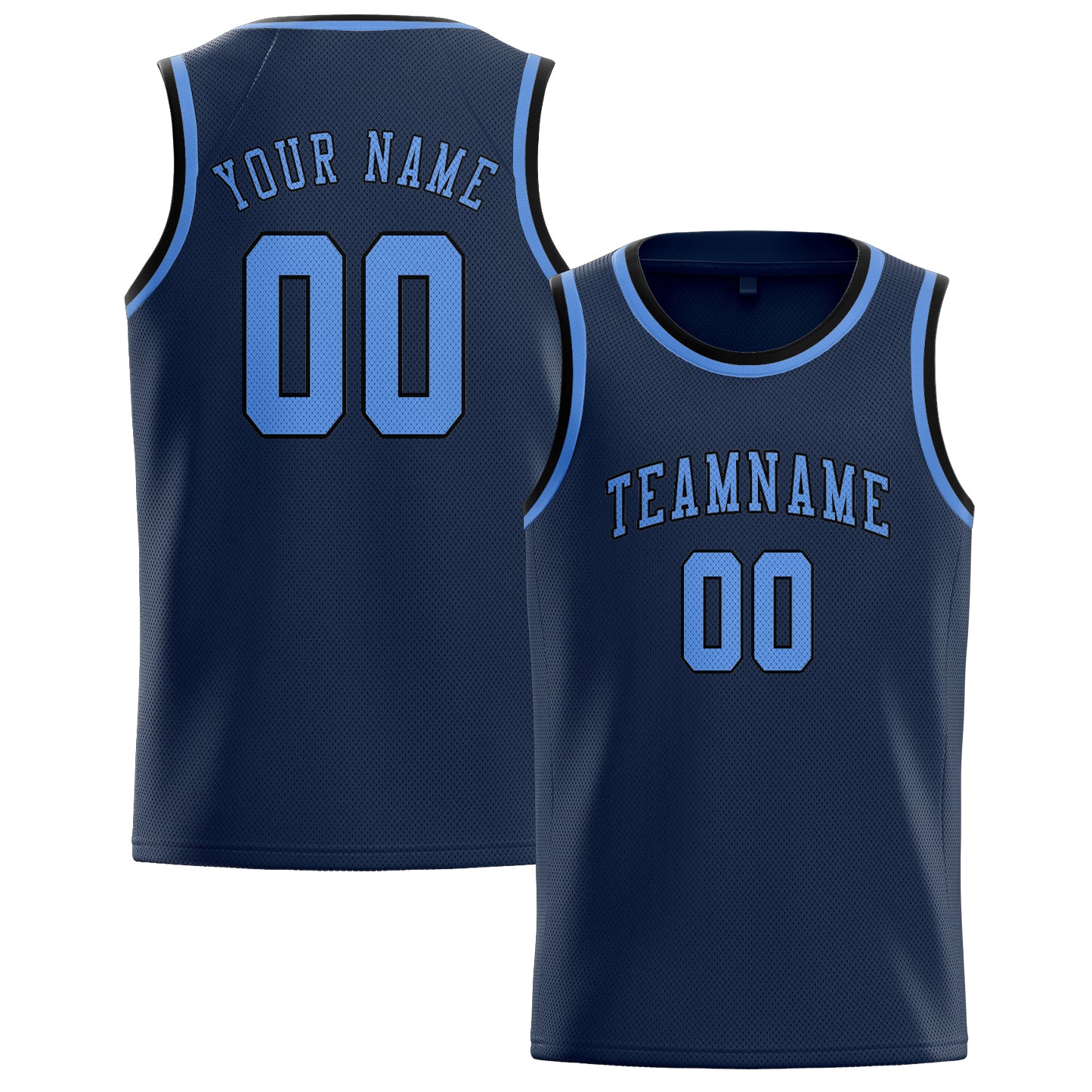 Benutzerdefiniertes Professionelles Marineblau Hellblau Basketballtrikot