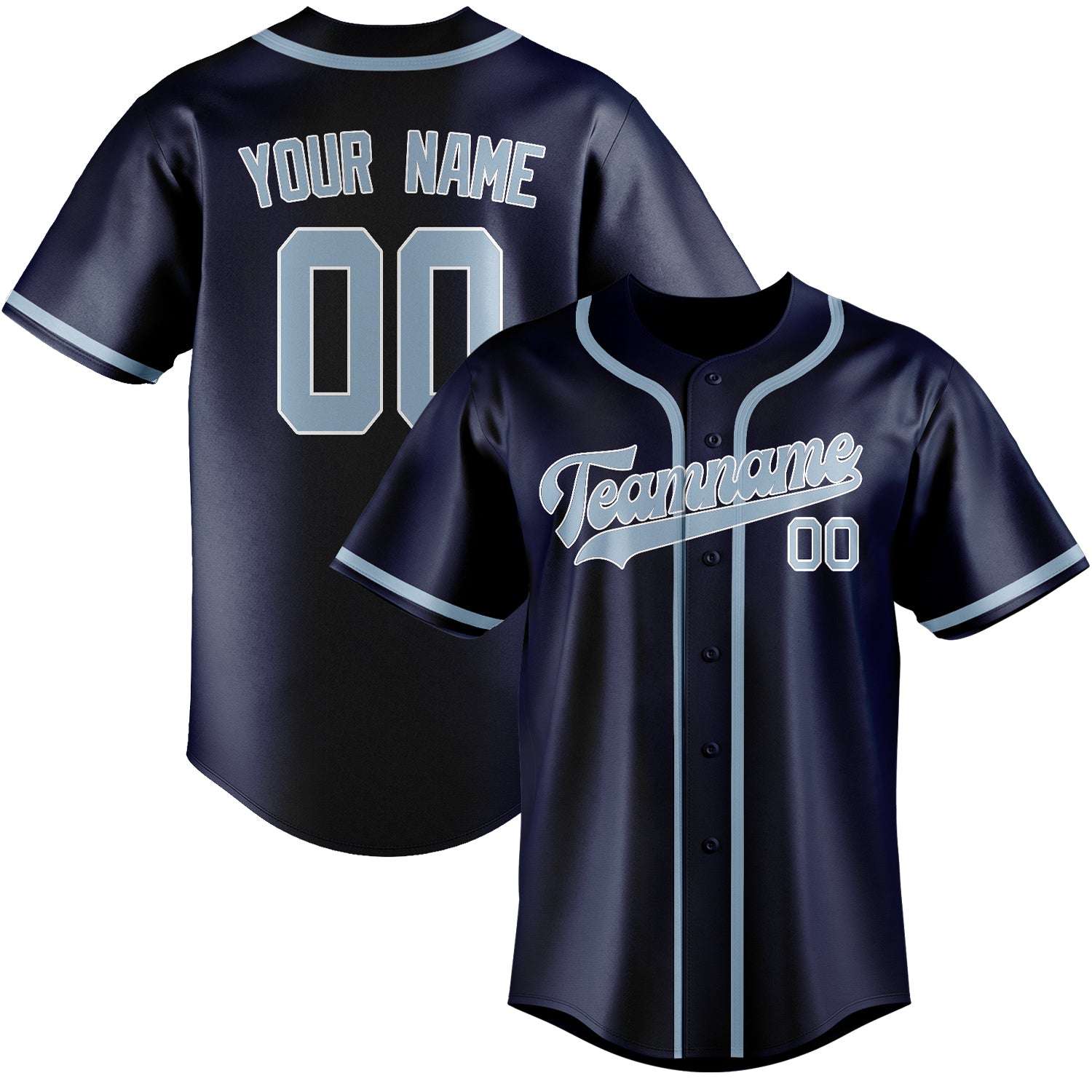 Benutzerdefiniertes Professionelles Marineblau Hellblau Baseballtrikot