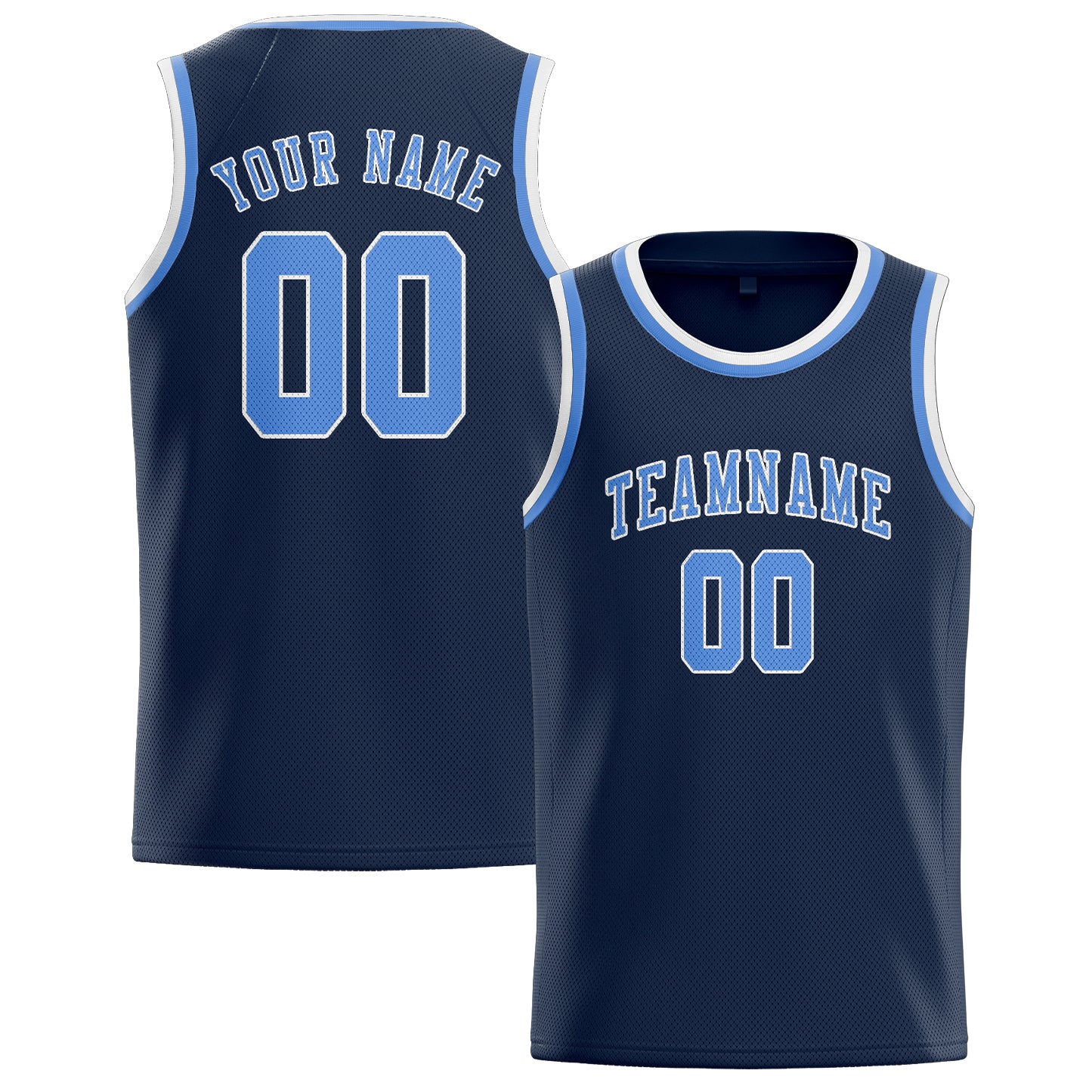 Benutzerdefiniertes Professionelles Marineblau Hellblau Basketballtrikot