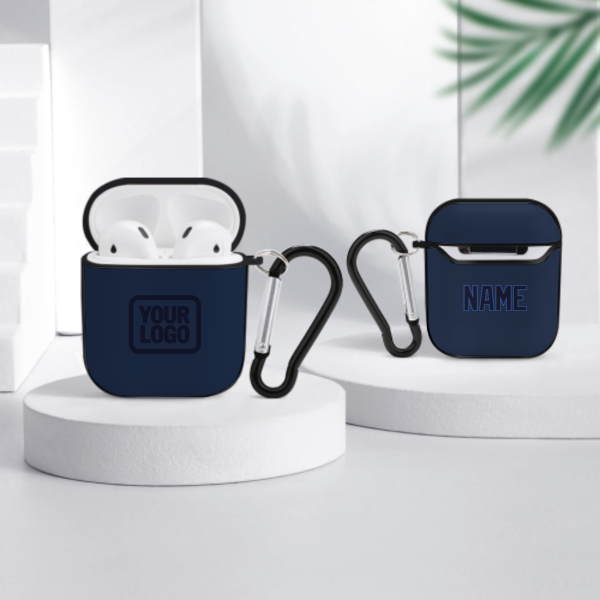 Maßgeschneidertes Marineblau Stahlblau AirPods-Hülle
