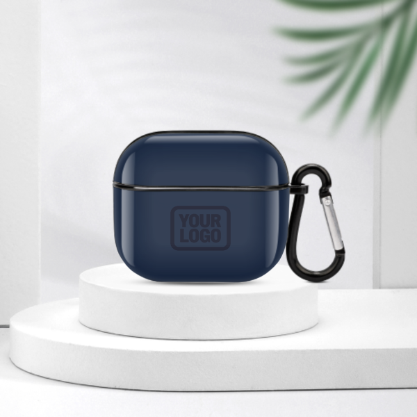 Maßgeschneidertes Marineblau Stahlblau AirPods-Hülle (3. Generation)