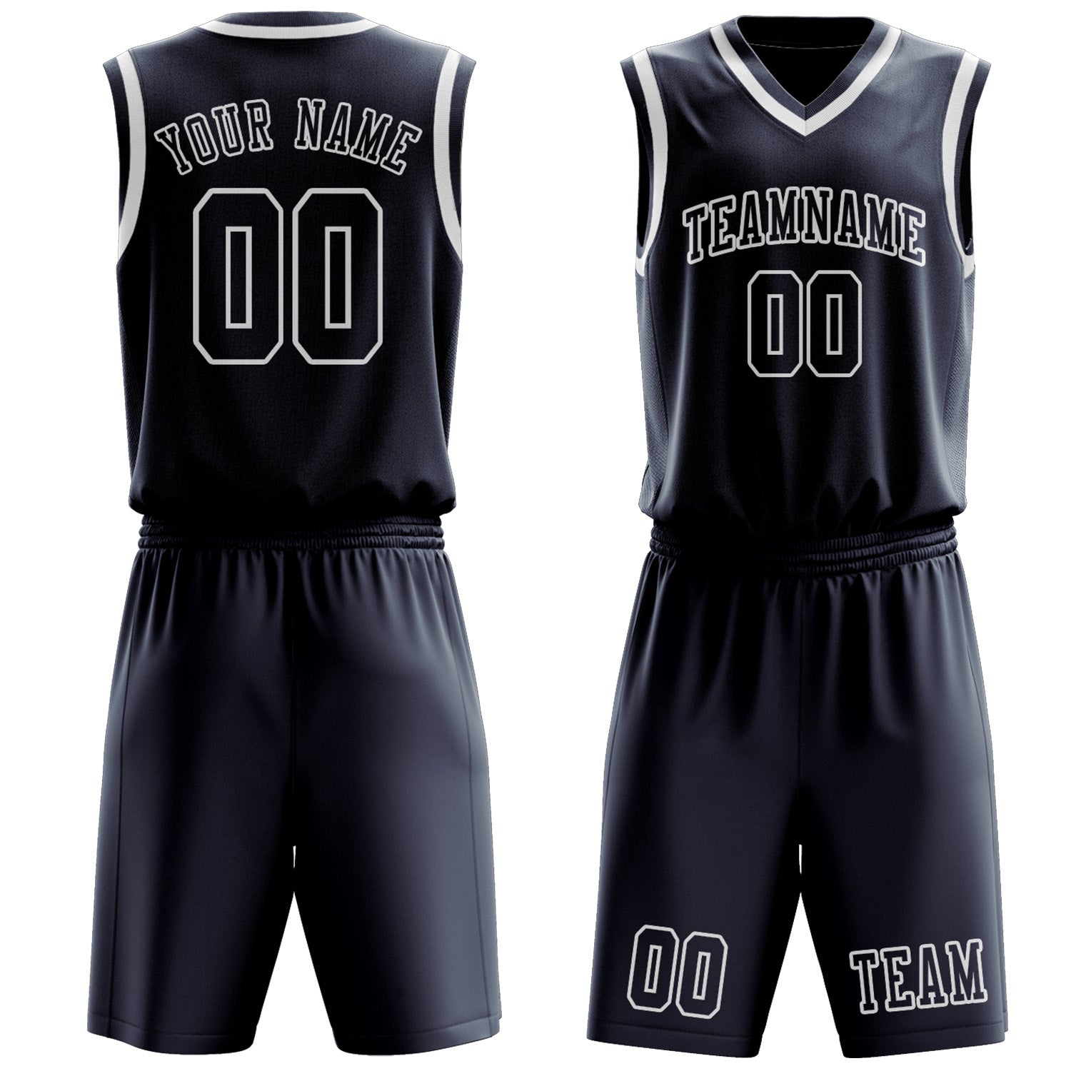 Benutzerdefiniertes Professionelles Marineblau Weiß Basketballtrikot-Set
