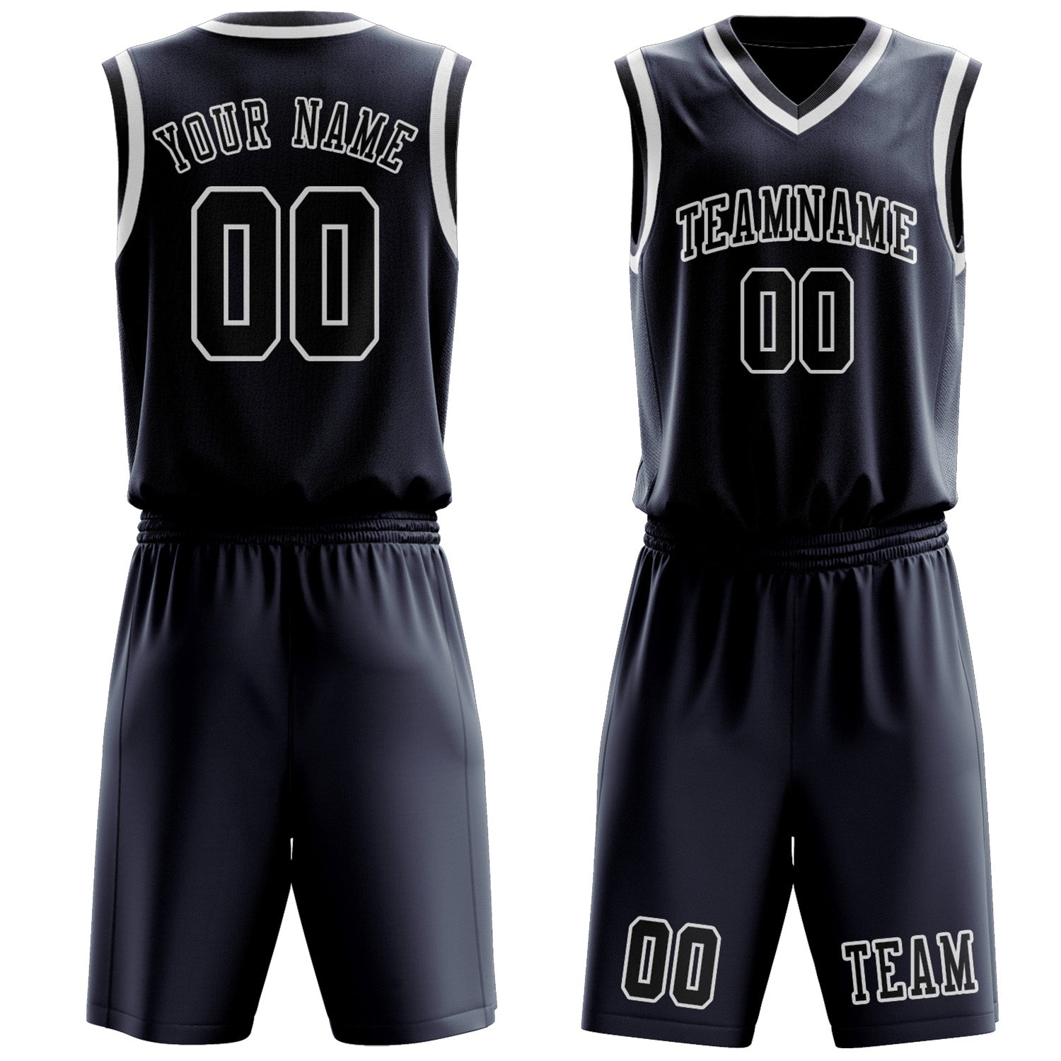 Benutzerdefiniertes Professionelles Marineblau Stahlblau Basketballtrikot-Set