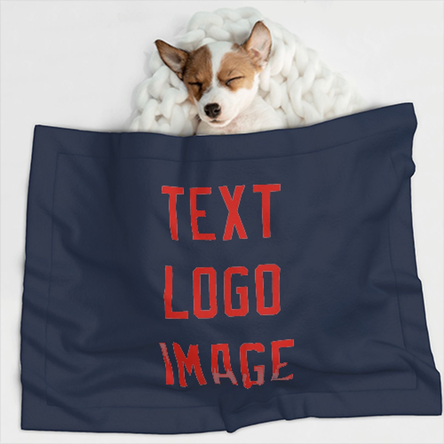 Coperta personalizzata per animali domestici blu navy, arancione e rossa