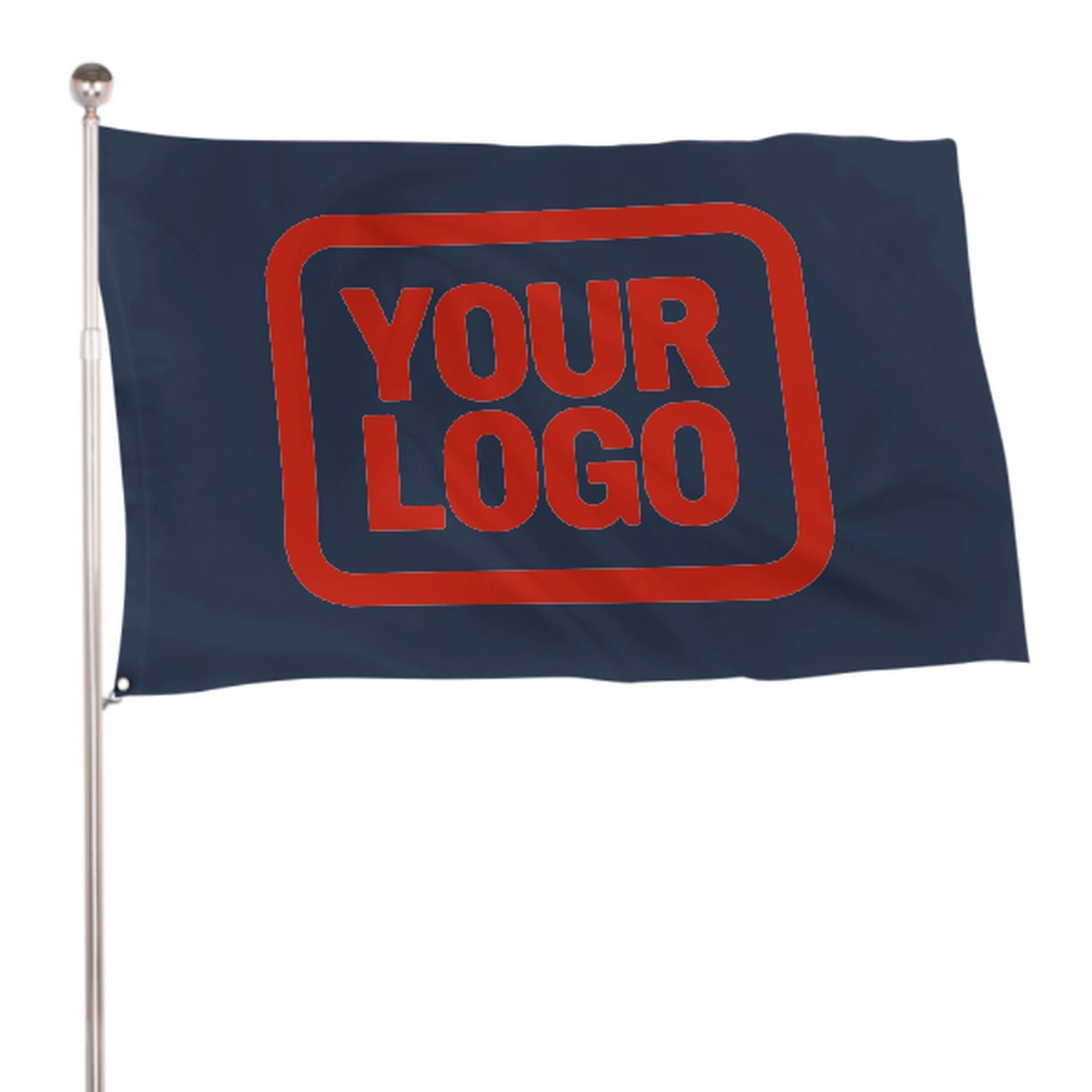 Maßgeschneidertes Marineblau Orangerot Flagge