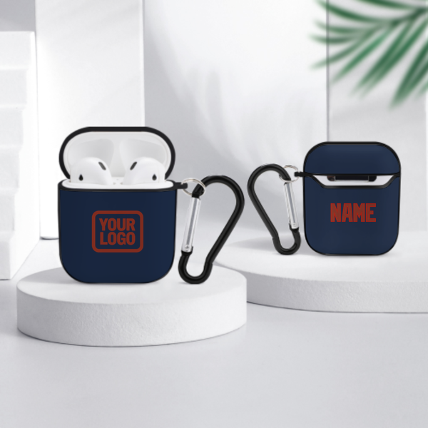 Maßgeschneidertes Marineblau Korallenrot AirPods-Hülle