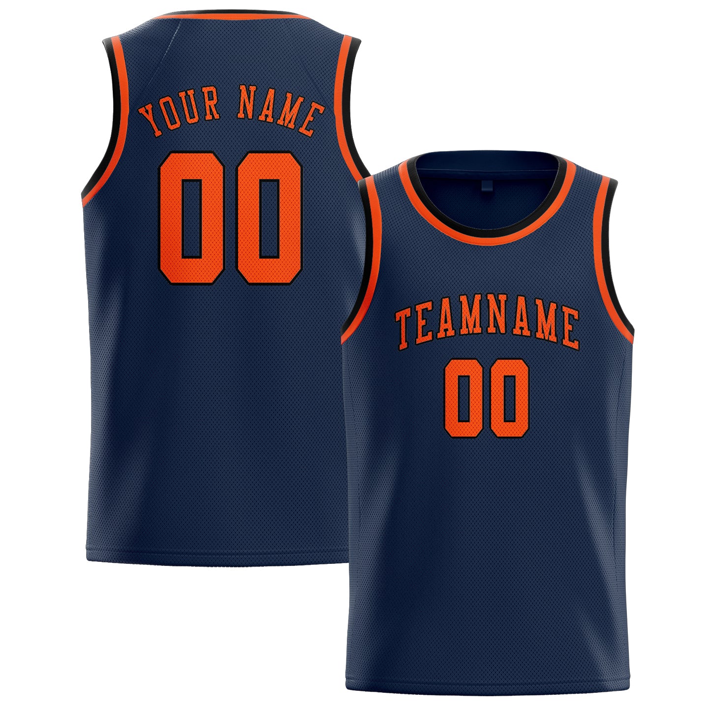 Benutzerdefiniertes Professionelles Marineblau Orangerot Basketballtrikot