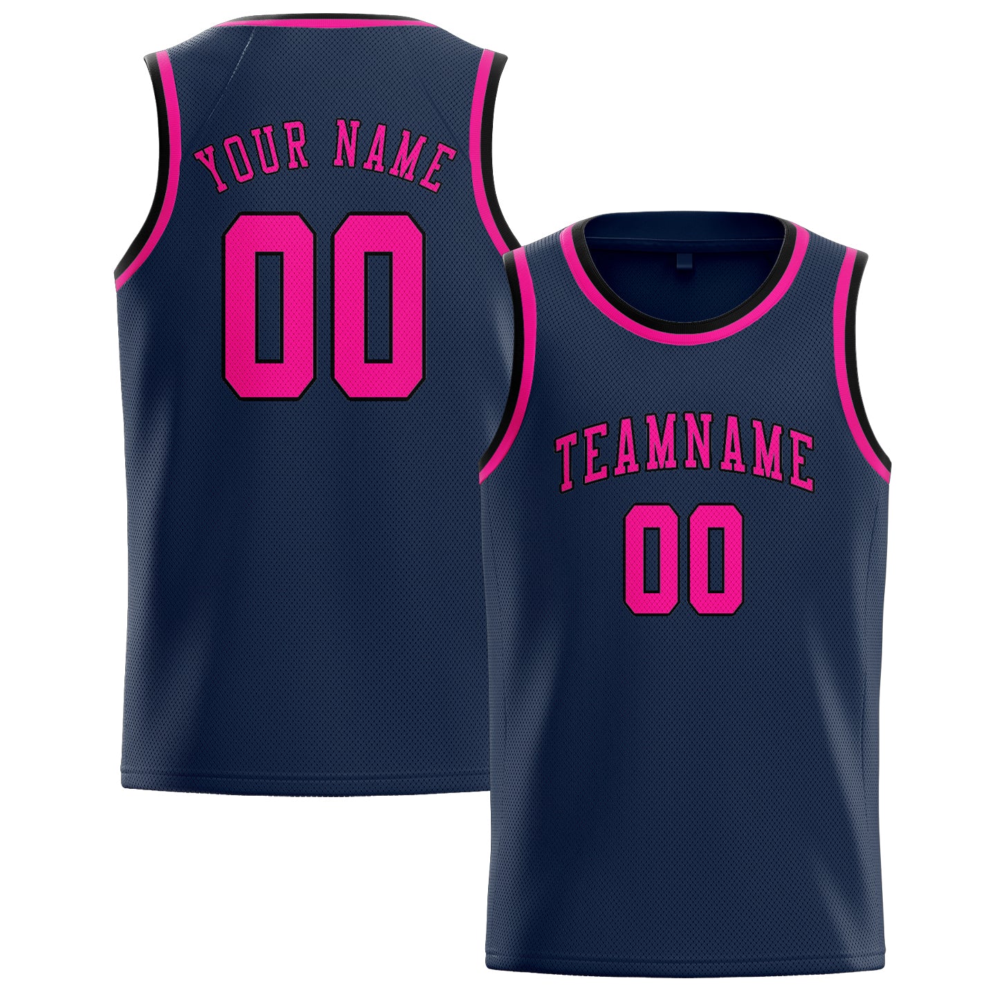 Benutzerdefiniertes Professionelles Marineblau Rosarot Basketballtrikot