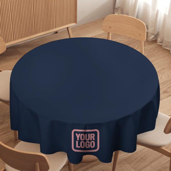 Maßgeschneidertes Marineblau Rosa Runde Tischdecke