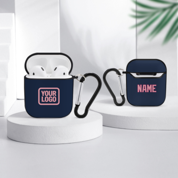 Maßgeschneidertes Marineblau Rosa AirPods-Hülle