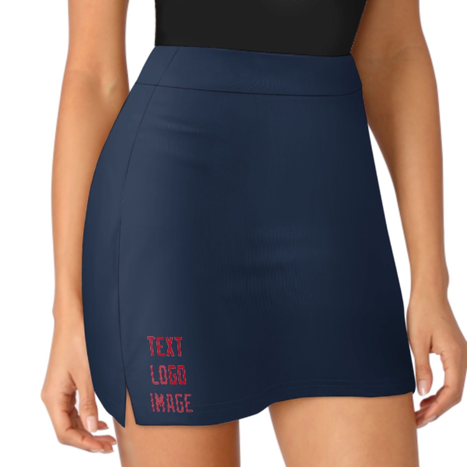 Maßgeschneidertes Marineblau Rot A-Linien Skort