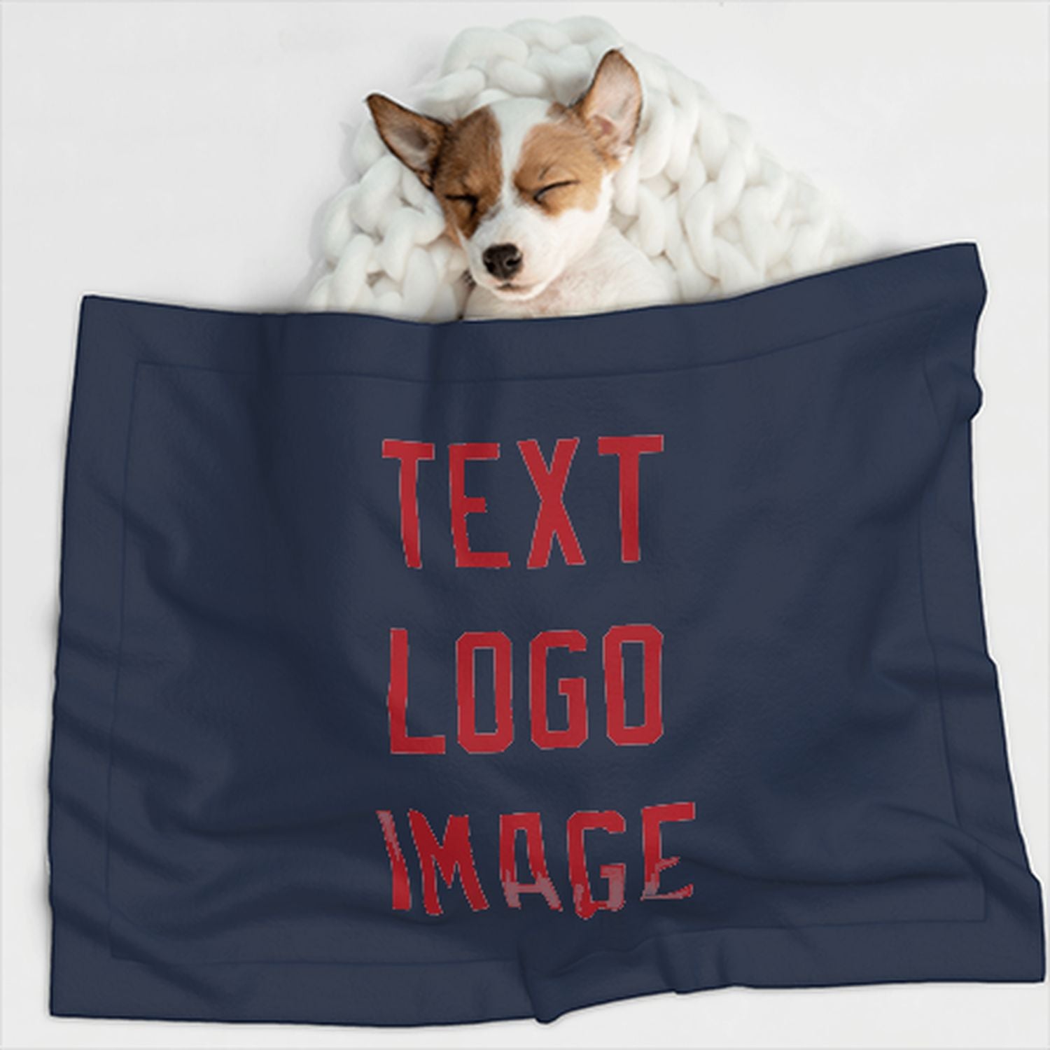 Coperta personalizzata blu navy e rossa per animali domestici