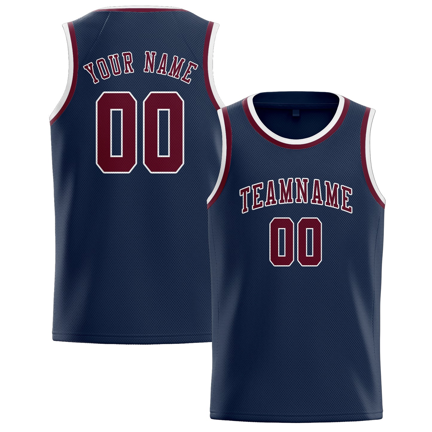 Benutzerdefiniertes Professionelles Marineblau Karmesinrot Basketballtrikot