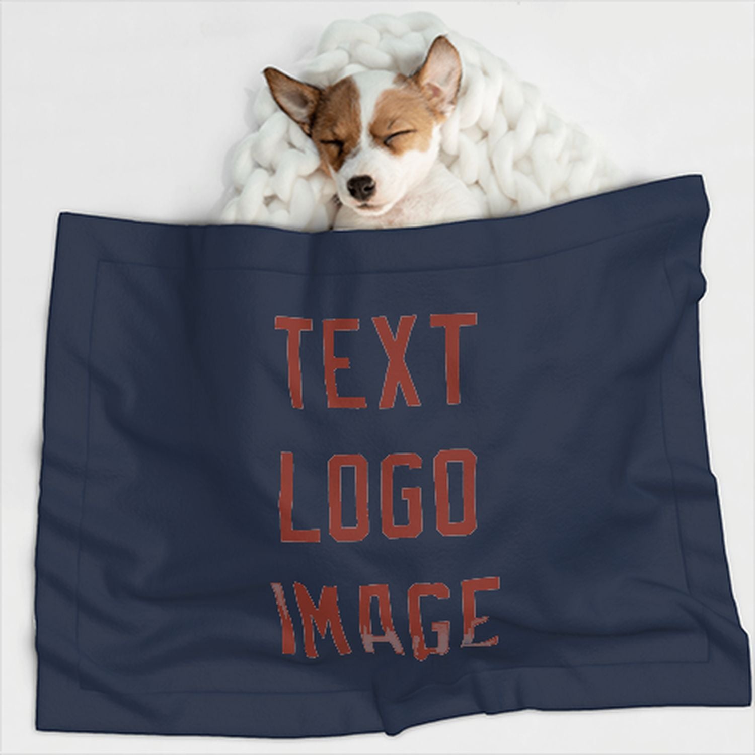 Coperta personalizzata per animali domestici blu navy e rosso corallo