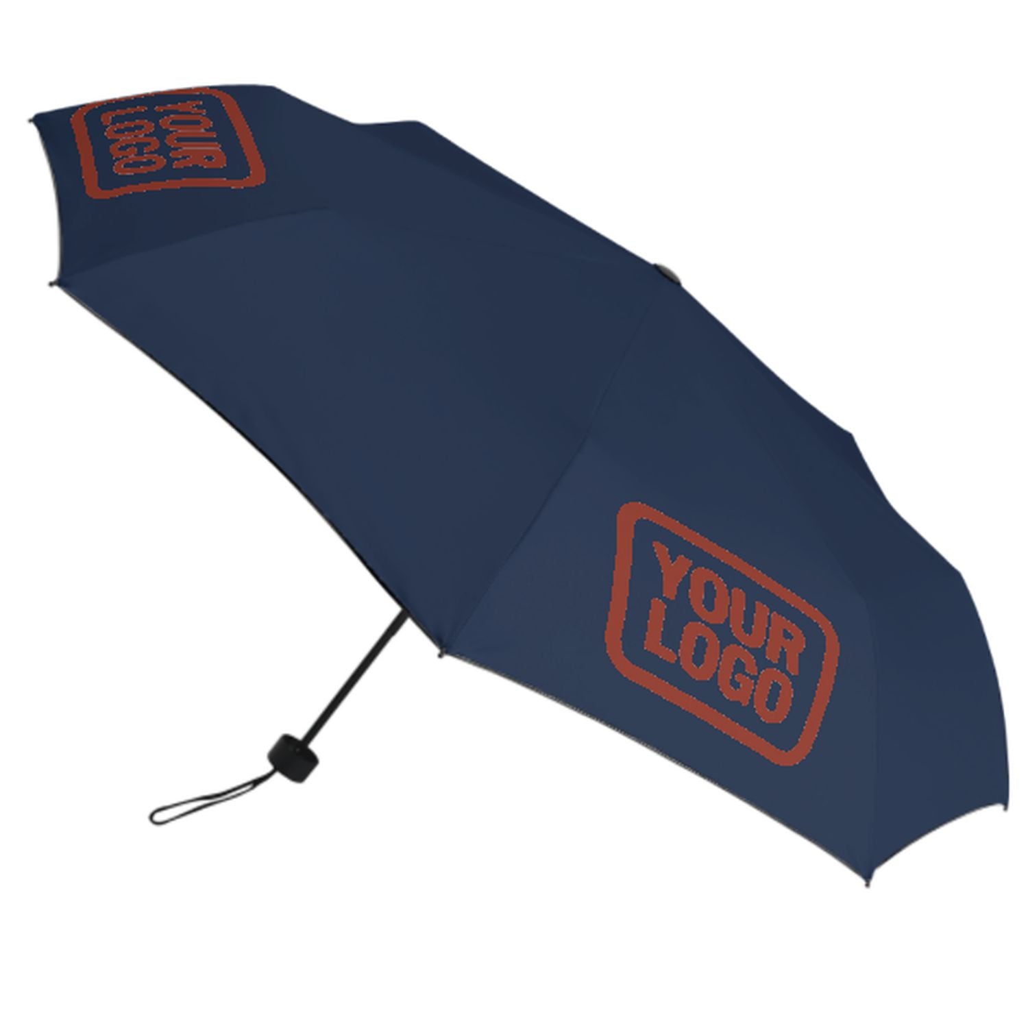 Maßgeschneidertes Marineblau Korallenrot Automatik-Regenschirm