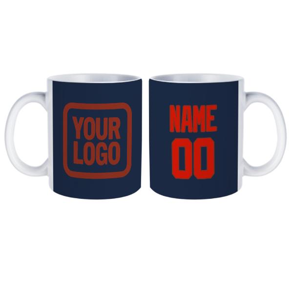 Tazza personalizzata blu navy arancione rossa