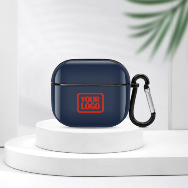 Maßgeschneidertes Marineblau Orangerot AirPods-Hülle (3. Generation)