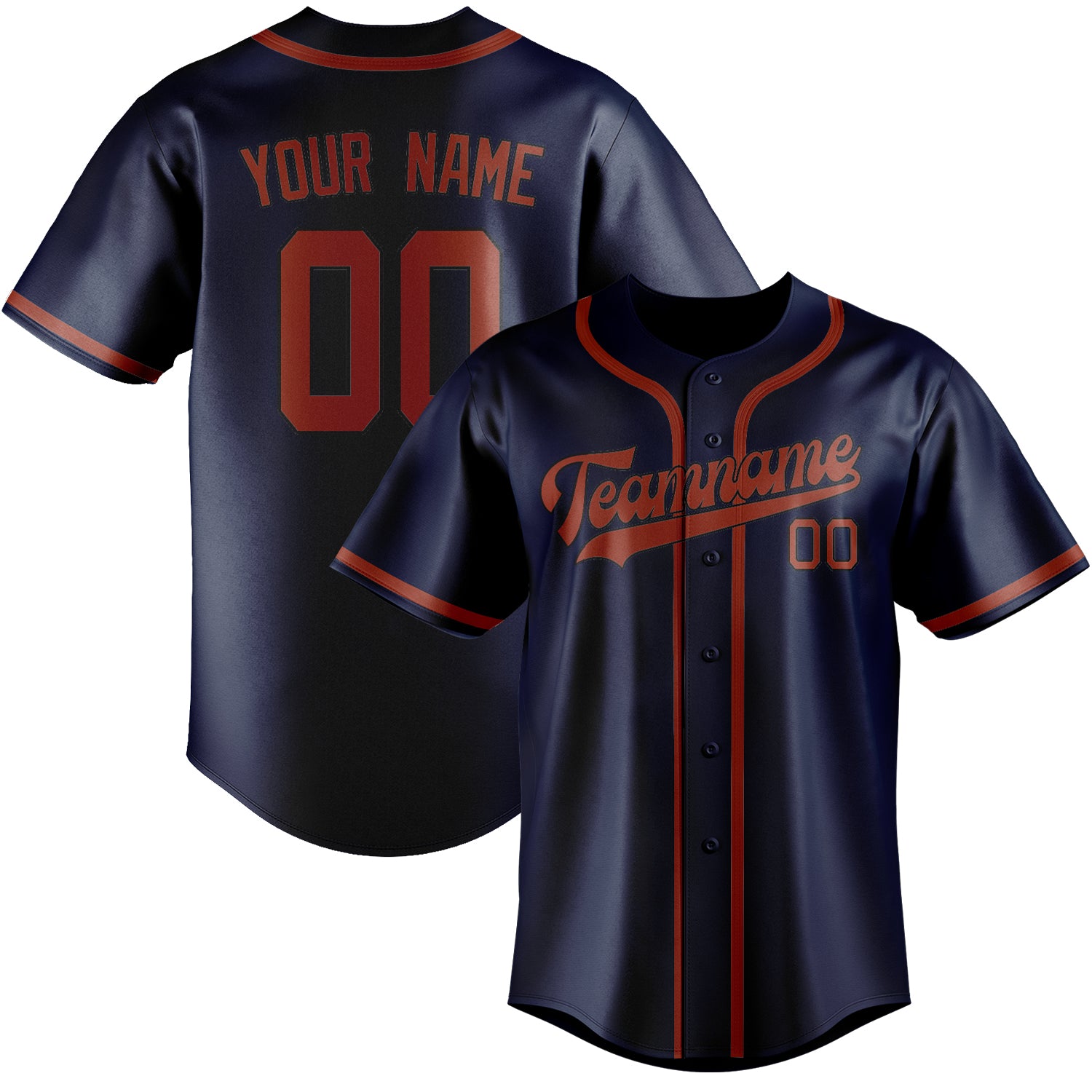 Benutzerdefiniertes Professionelles Marineblau Korallenrot Baseballtrikot