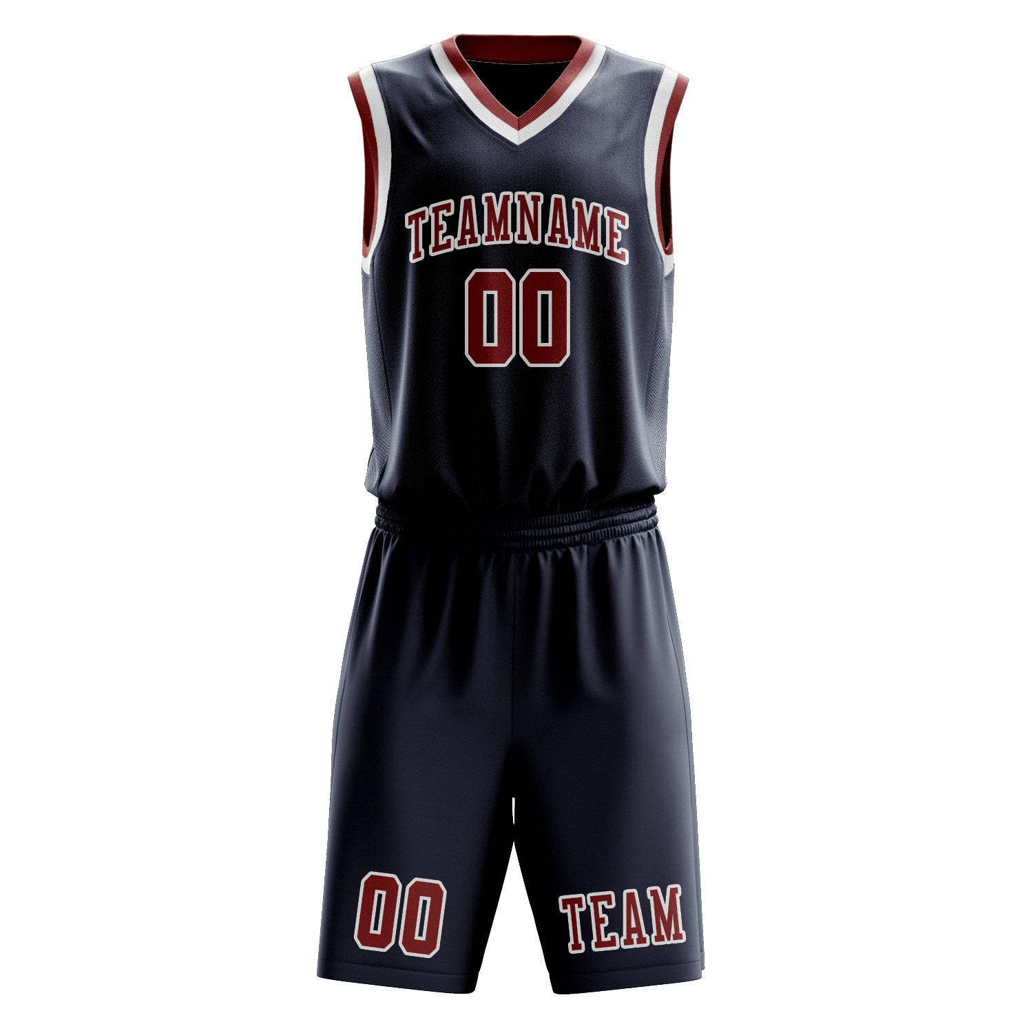 Benutzerdefiniertes Professionelles Marineblau Korallenrot Basketballtrikot-Set