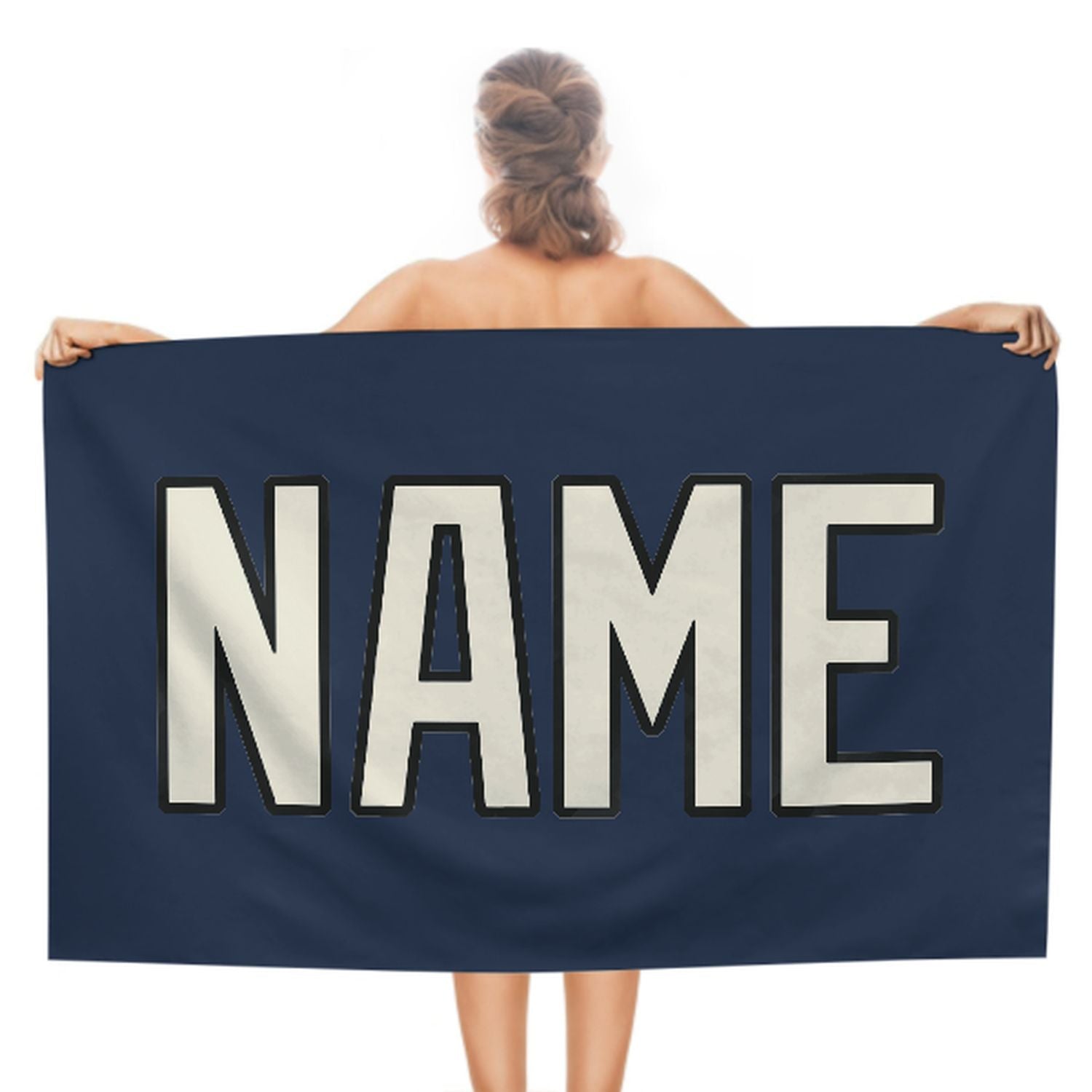 Maßgeschneidertes Marineblau Beige Strandtuch