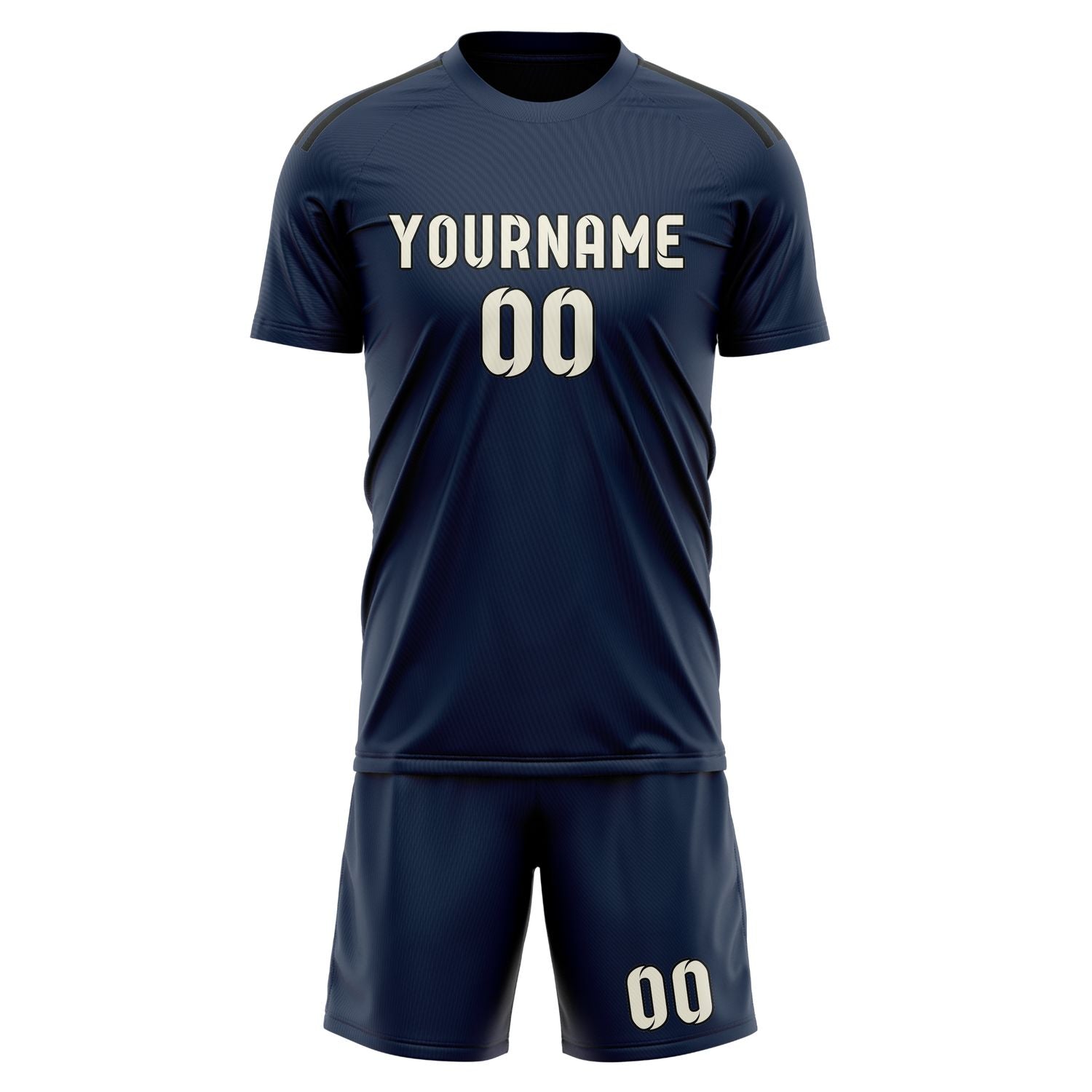 Maßgeschneidertes Professionelles Marineblau Beige Fußballtrikot-Set