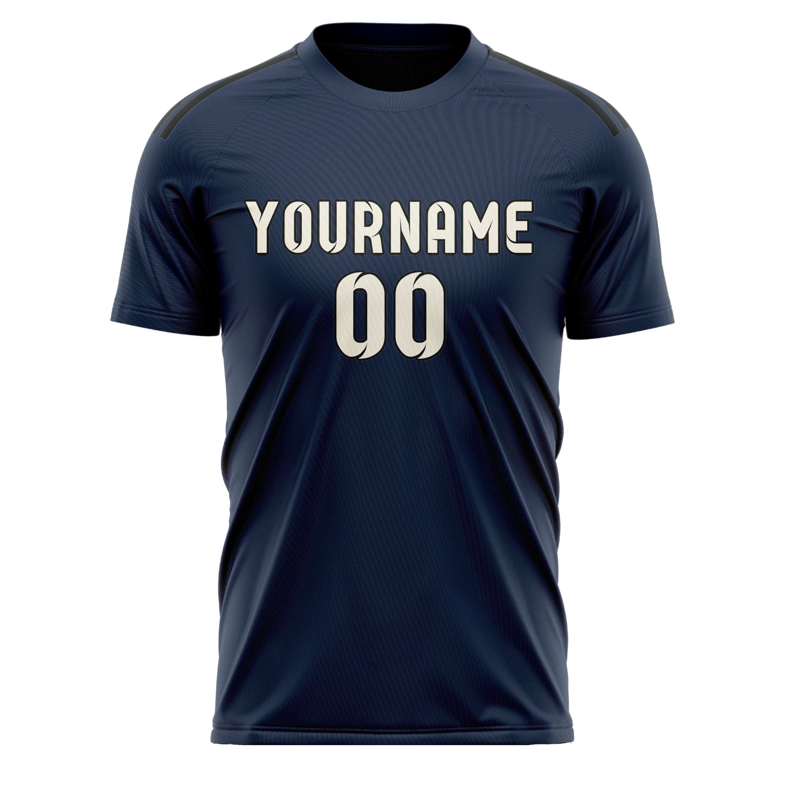 Benutzerdefiniertes Professionelles Marineblau Beige Fußballtrikot