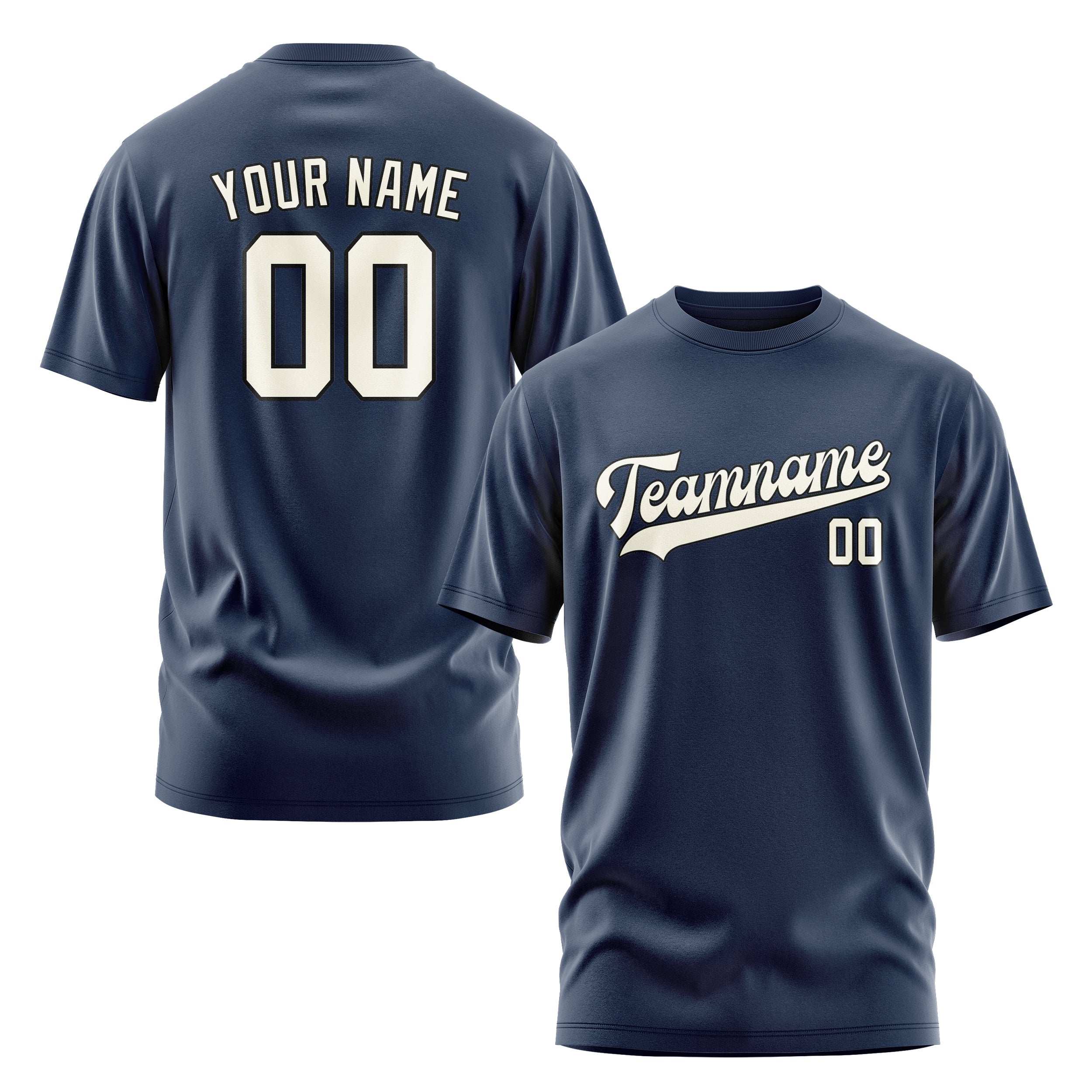Maßgeschneidertes Marineblau Beige T-Shirt