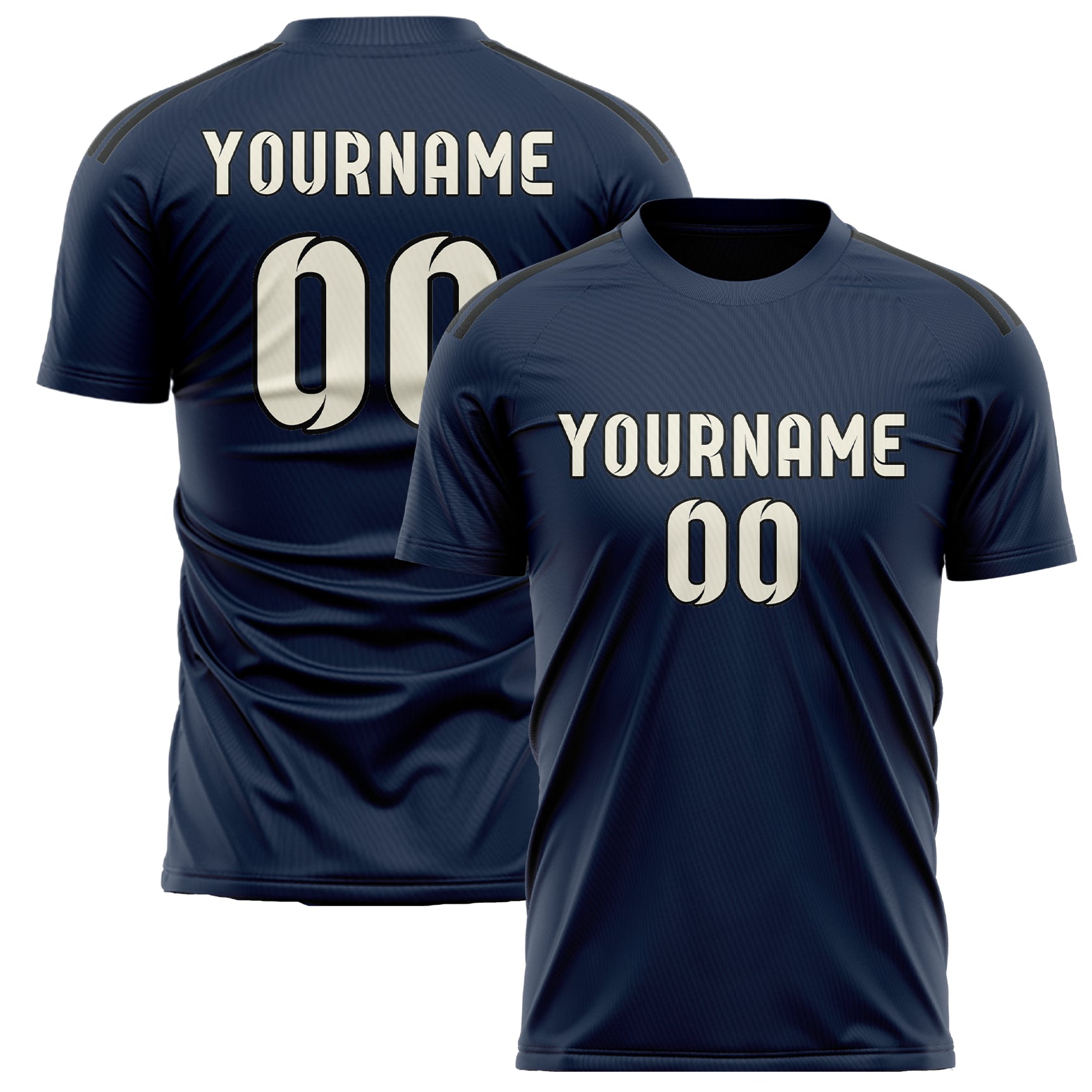 Benutzerdefiniertes Professionelles Marineblau Beige Fußballtrikot