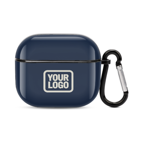 Maßgeschneidertes Marineblau Beige AirPods-Hülle (3. Generation)