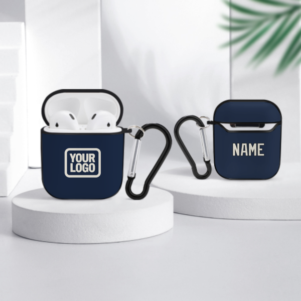 Maßgeschneidertes Marineblau Beige AirPods-Hülle