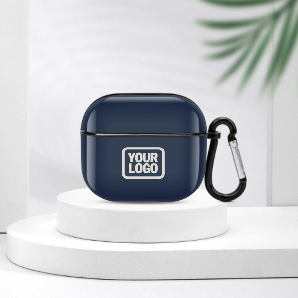 Maßgeschneidertes Marineblau Beige AirPods-Hülle (3. Generation)