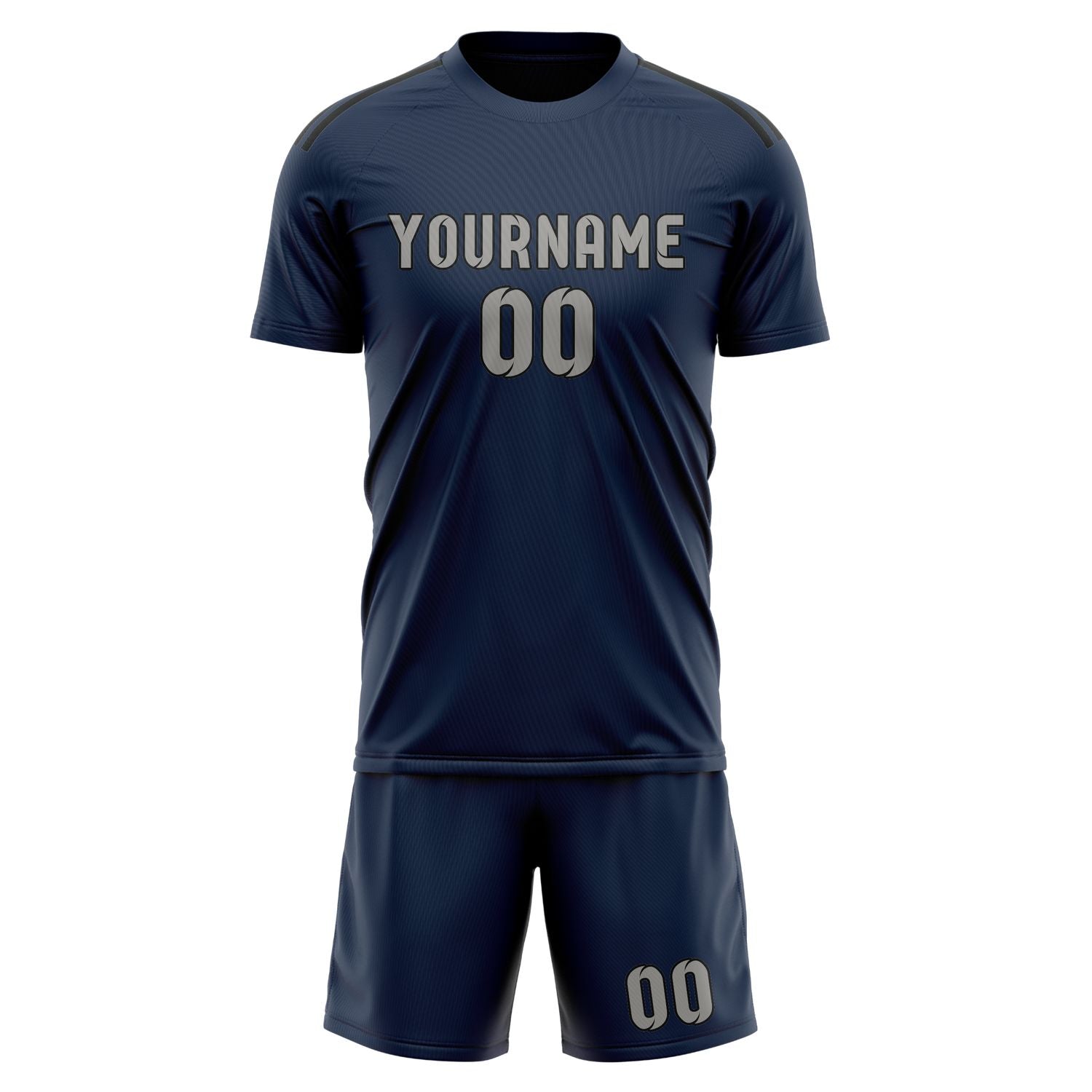 Maßgeschneidertes Professionelles Marineblau Grau Fußballtrikot-Set