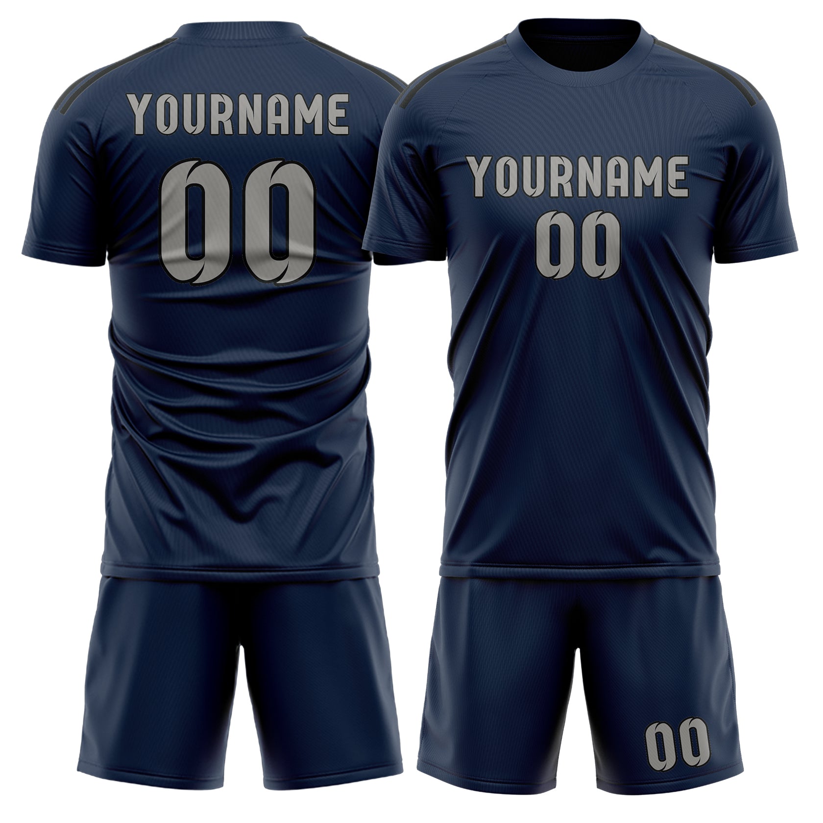 Maßgeschneidertes Professionelles Marineblau Grau Fußballtrikot-Set