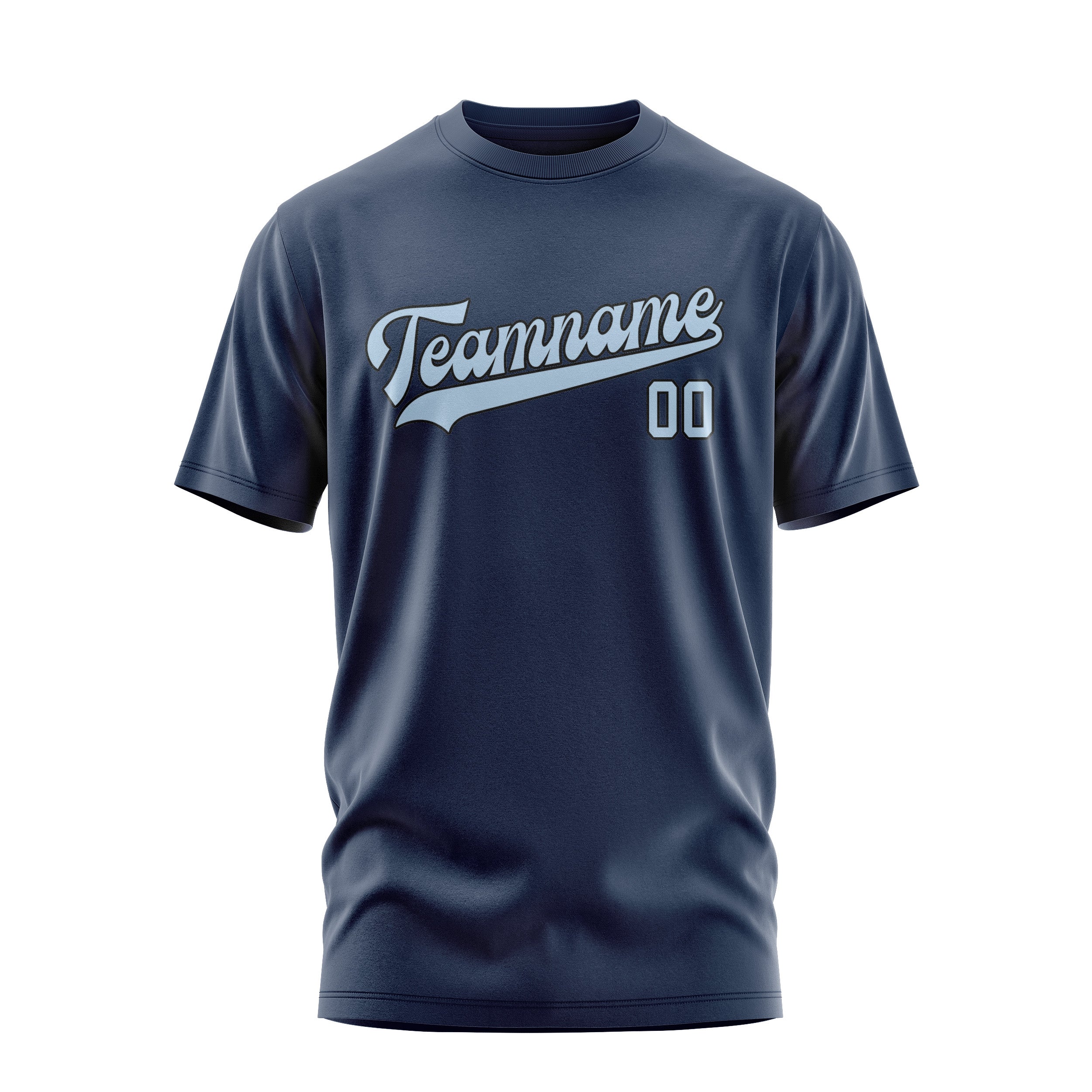 Maßgeschneidertes Marineblau Hellblau T-Shirt