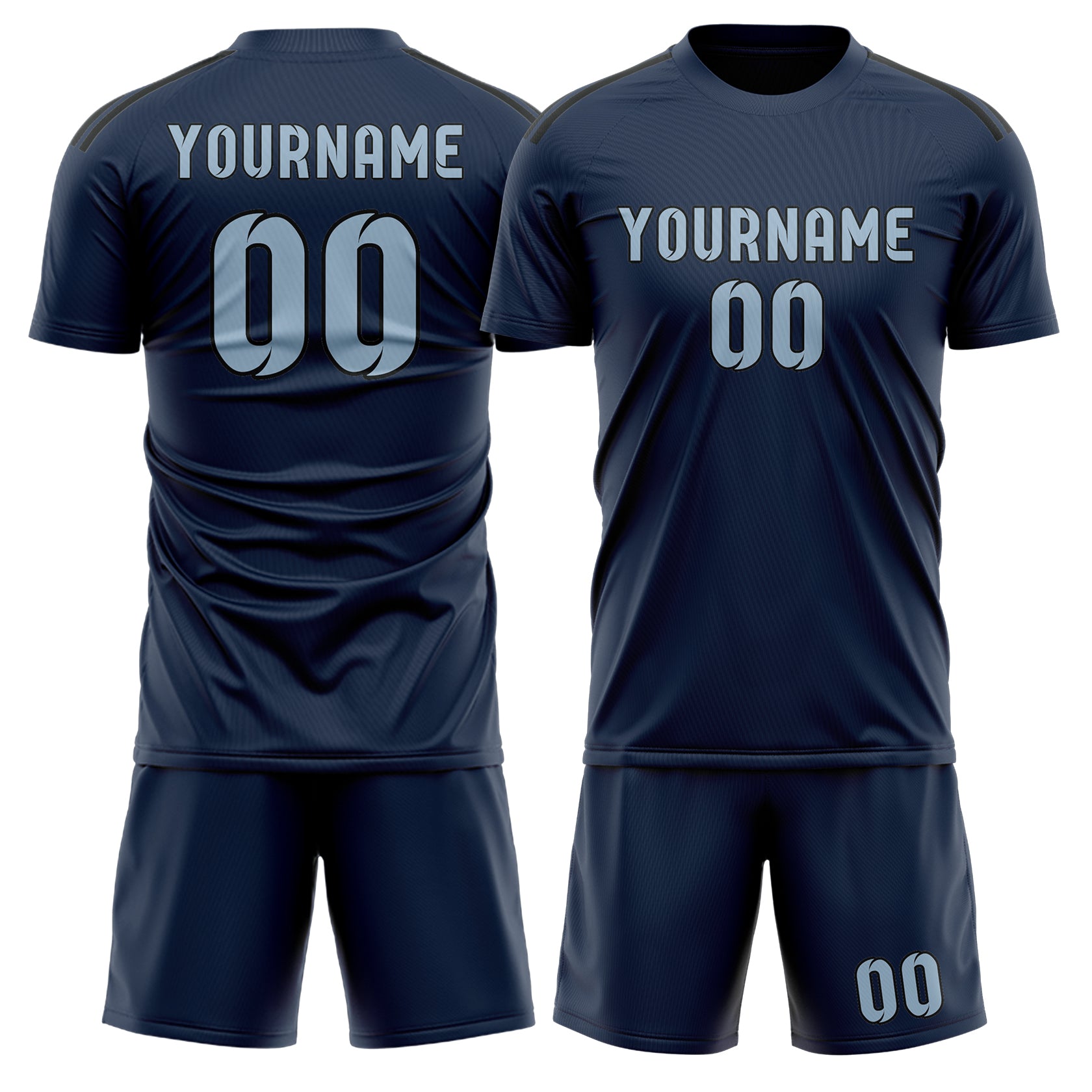 Maßgeschneidertes Professionelles Marineblau Hellblau Fußballtrikot-Set
