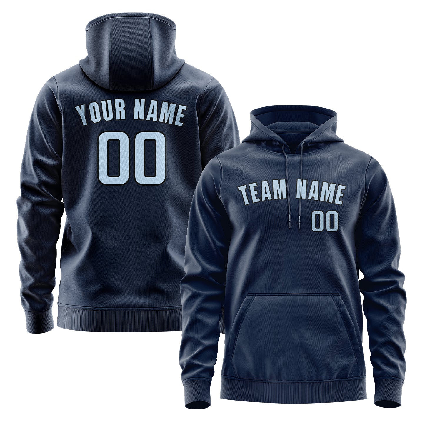 Maßgeschneidertes Marineblau Hellblau Hoodie