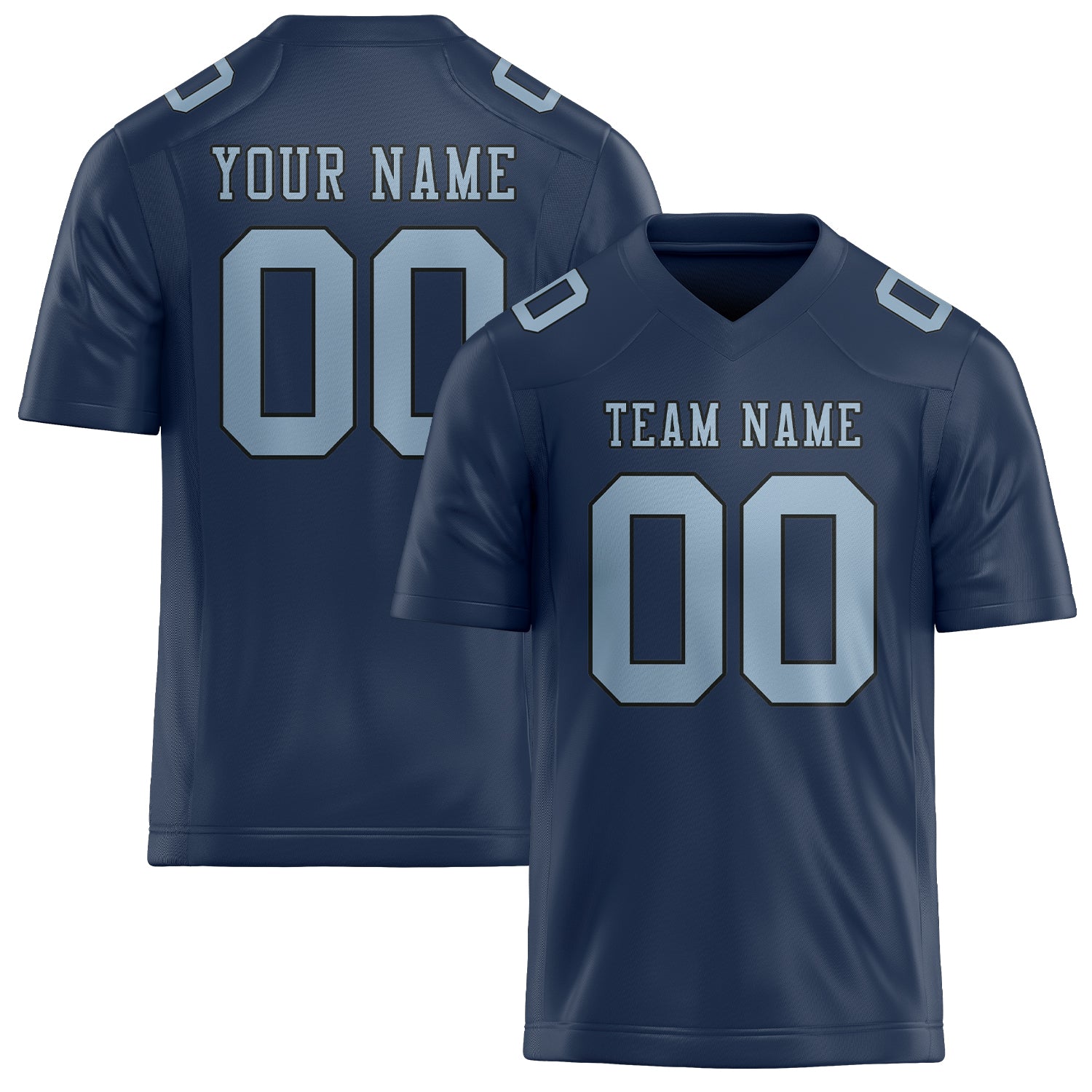 Maillot de rugby professionnel personnalisé bleu marine et bleu clair