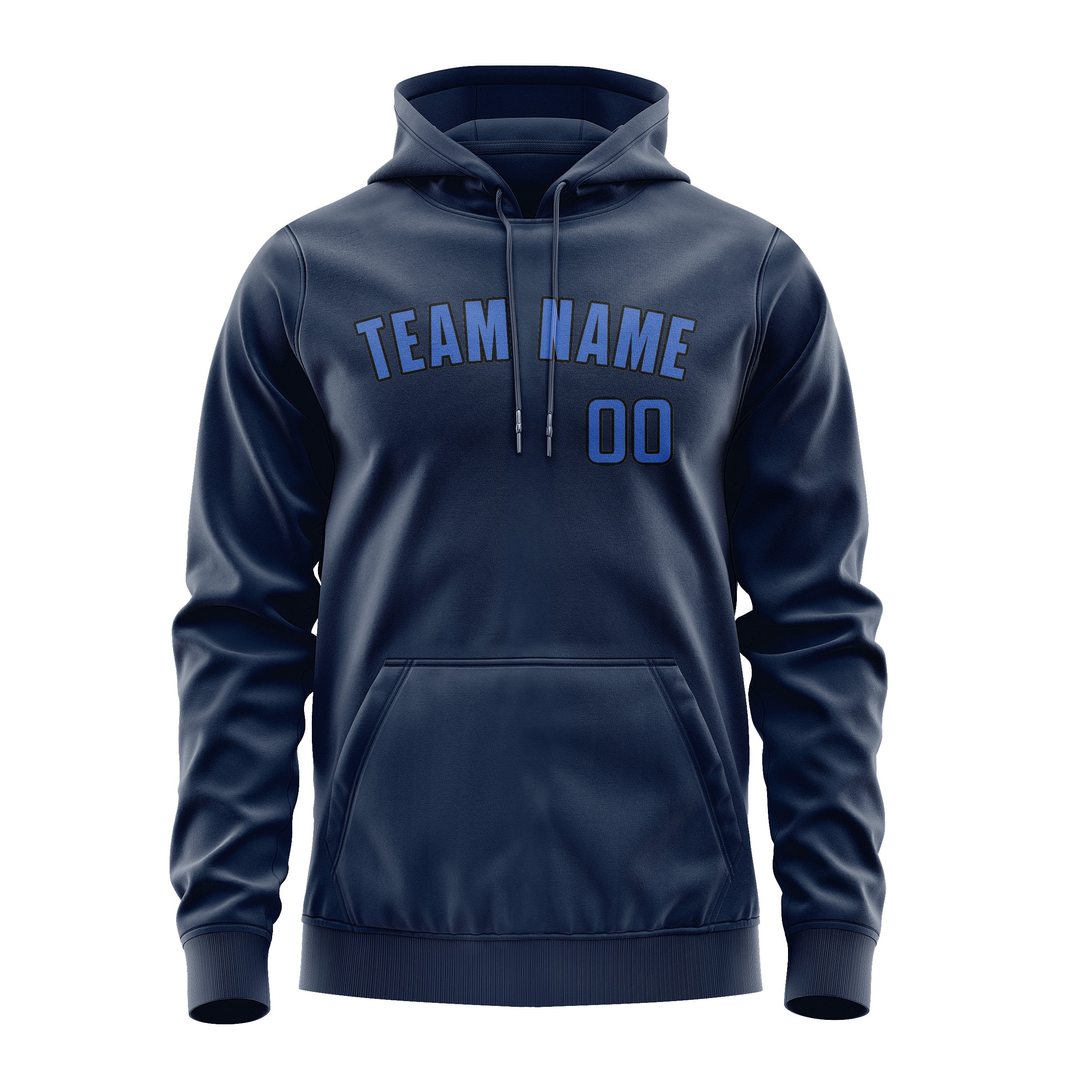 Maßgeschneidertes Marineblau Himmelblau Hoodie