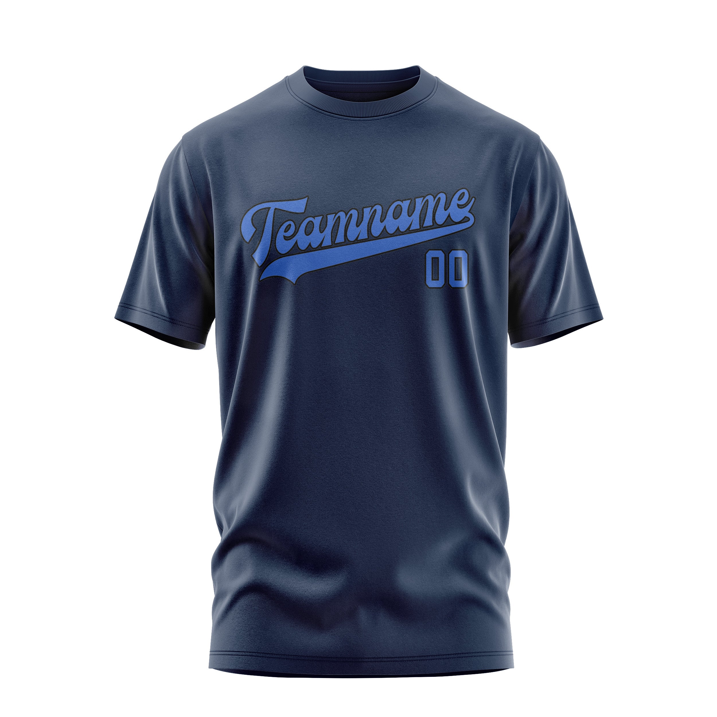 Maßgeschneidertes Marineblau Himmelblau T-Shirt