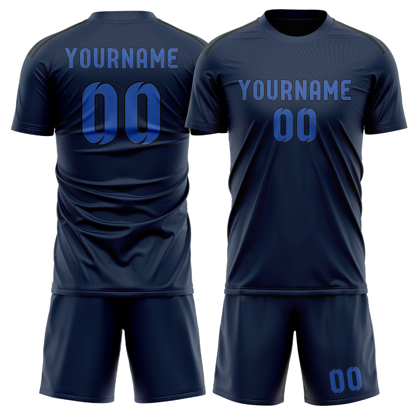 Maßgeschneidertes Professionelles Marineblau Himmelblau Fußballtrikot-Set
