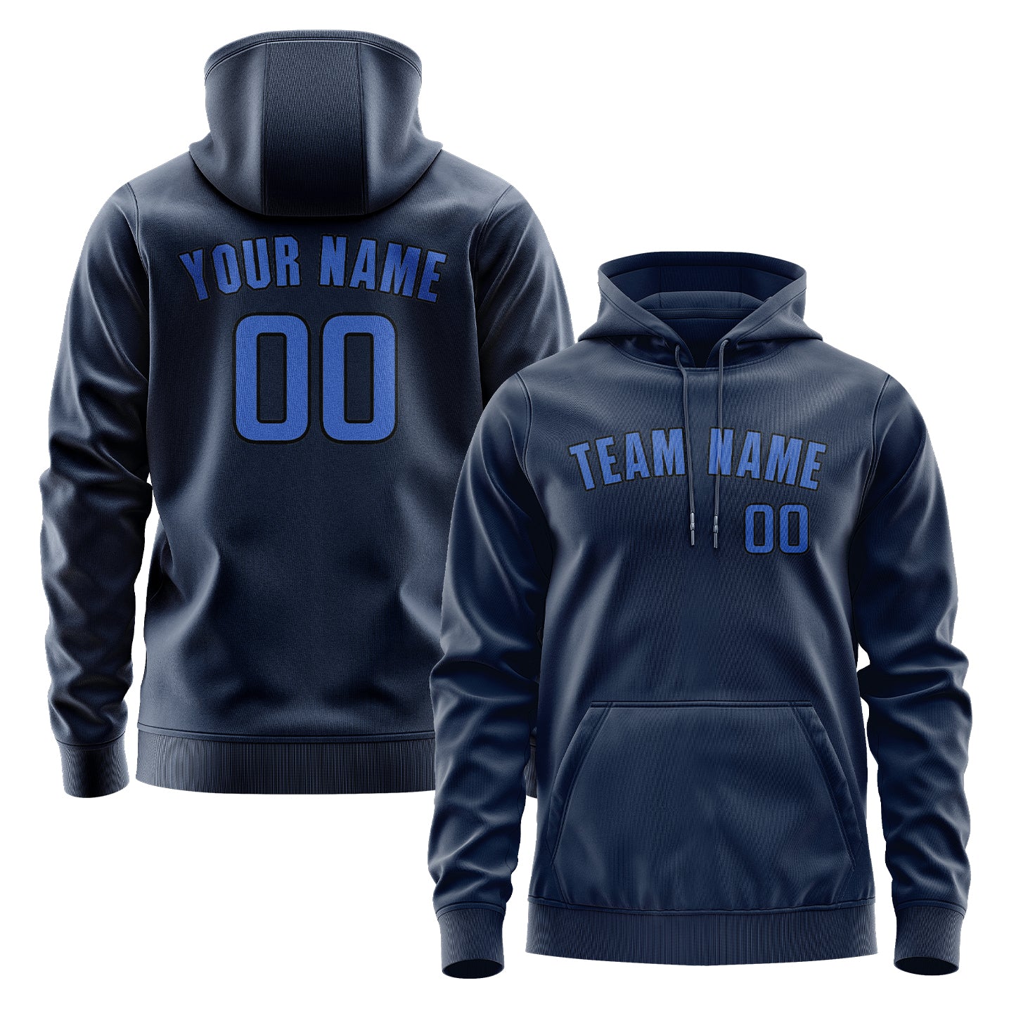 Maßgeschneidertes Marineblau Himmelblau Hoodie