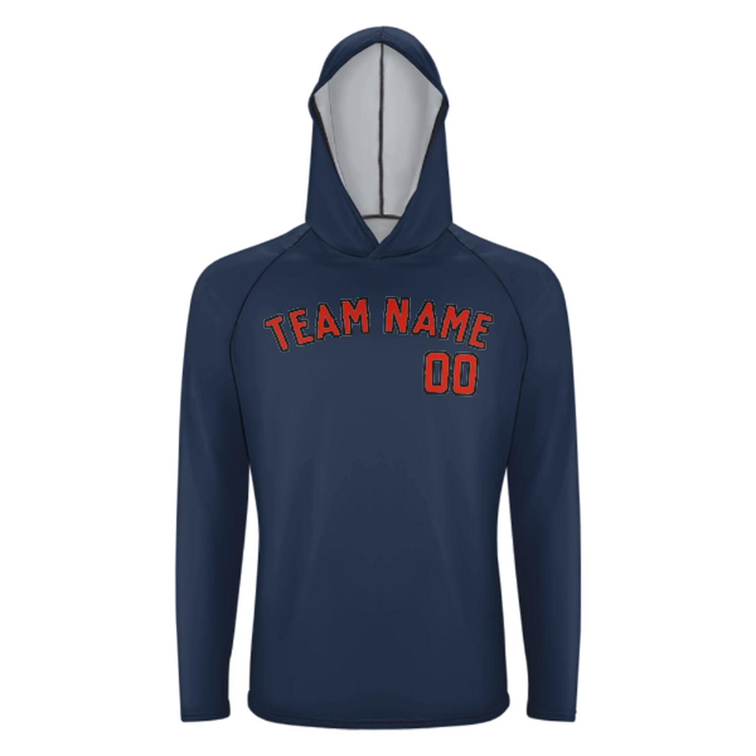 Maßgeschneidertes Marineblau Orangerot UV-Hoodie