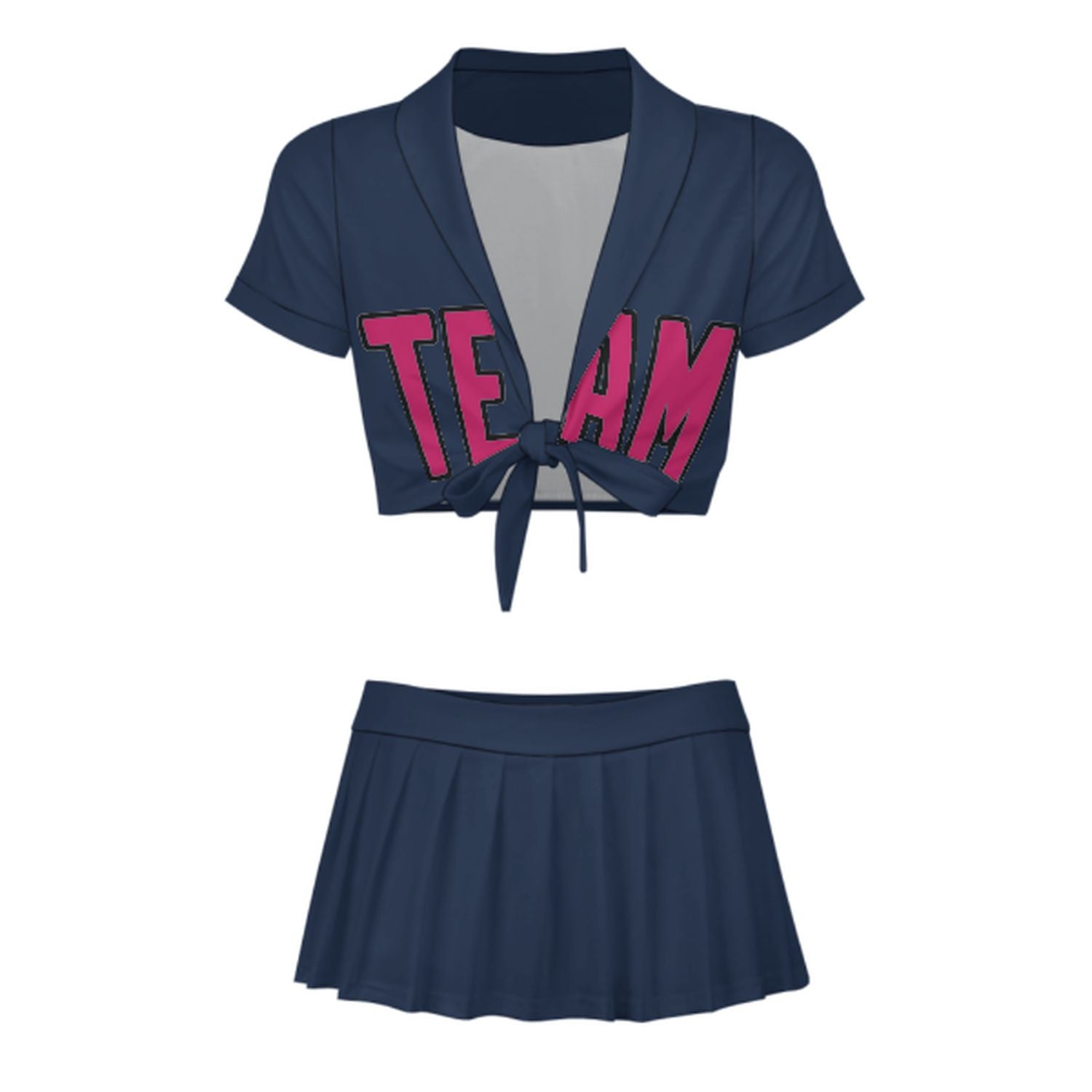 Maßgeschneidertes Marineblau Rosarot Cheerleader Outfit Set