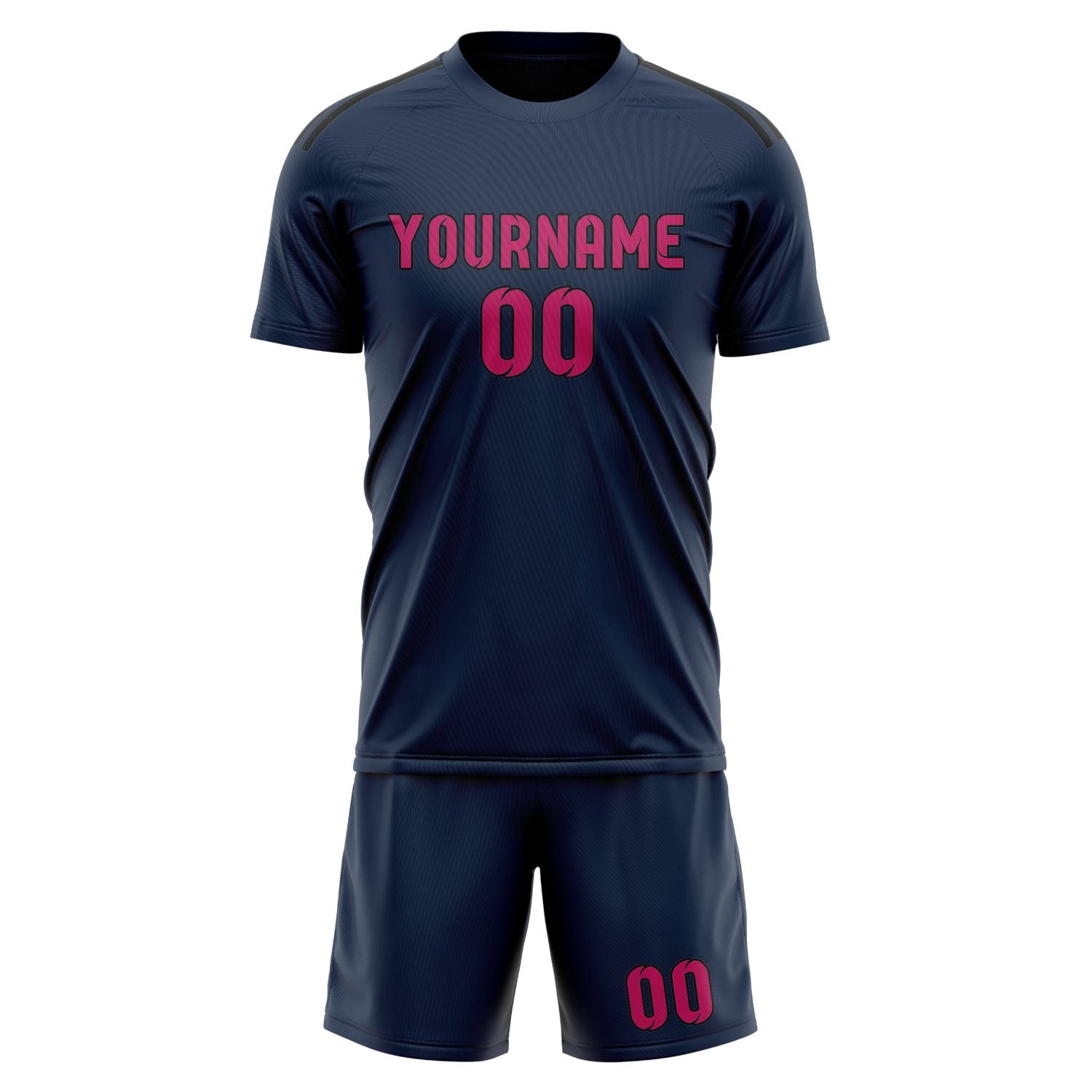 Maßgeschneidertes Professionelles Marineblau Rosarot Fußballtrikot-Set