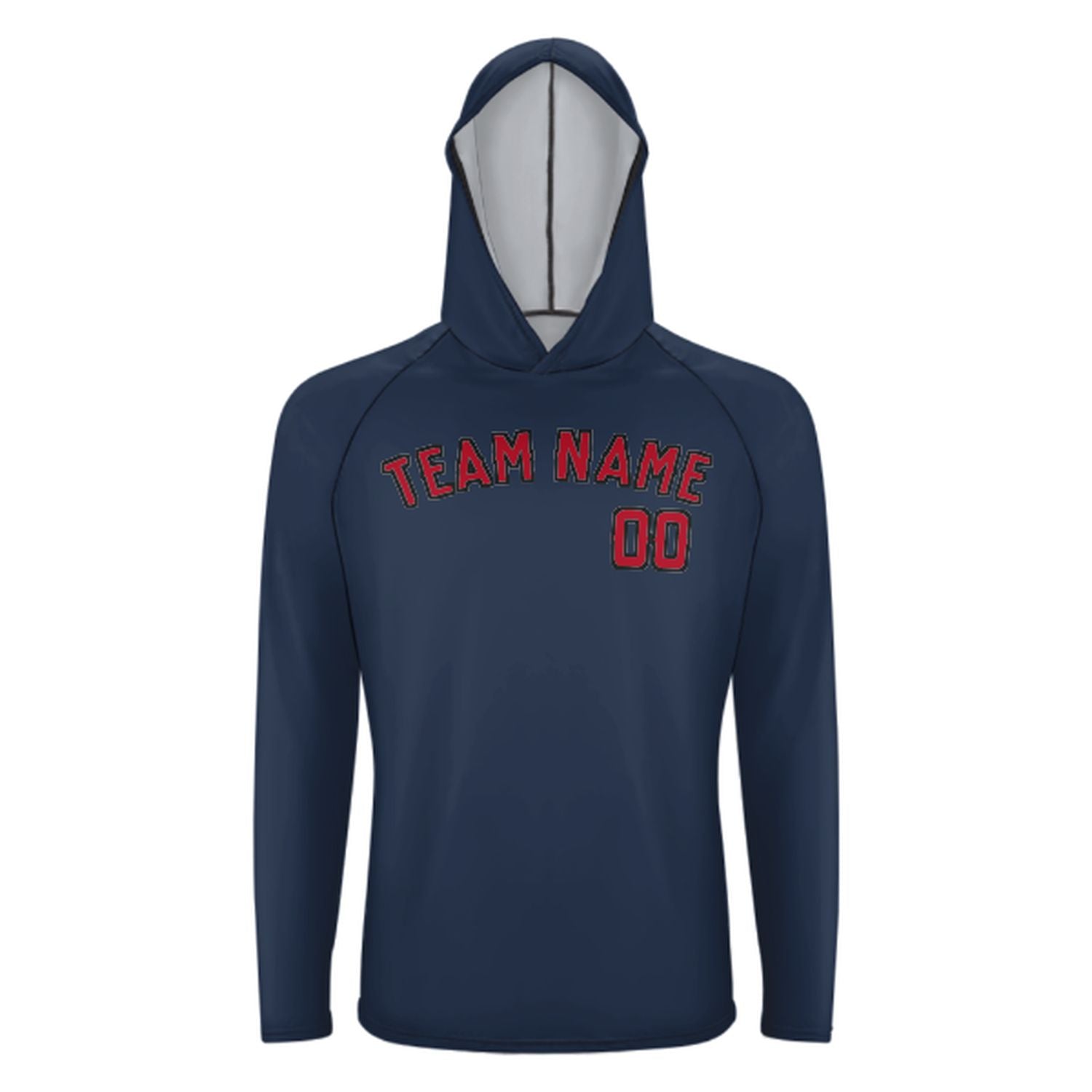 Maßgeschneidertes Marineblau Rot UV-Hoodie