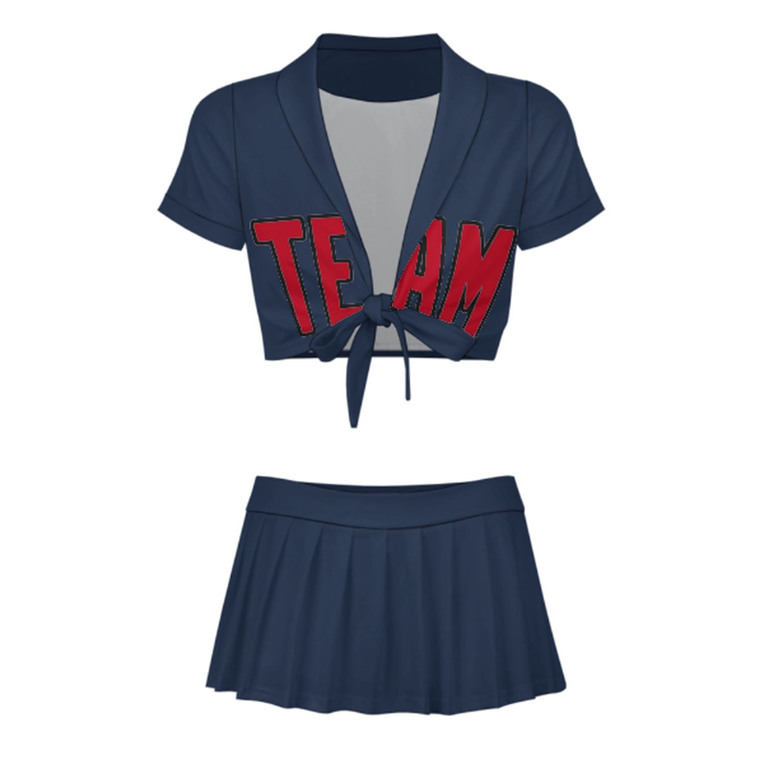 Maßgeschneidertes Marineblau Rot Cheerleader Outfit Set