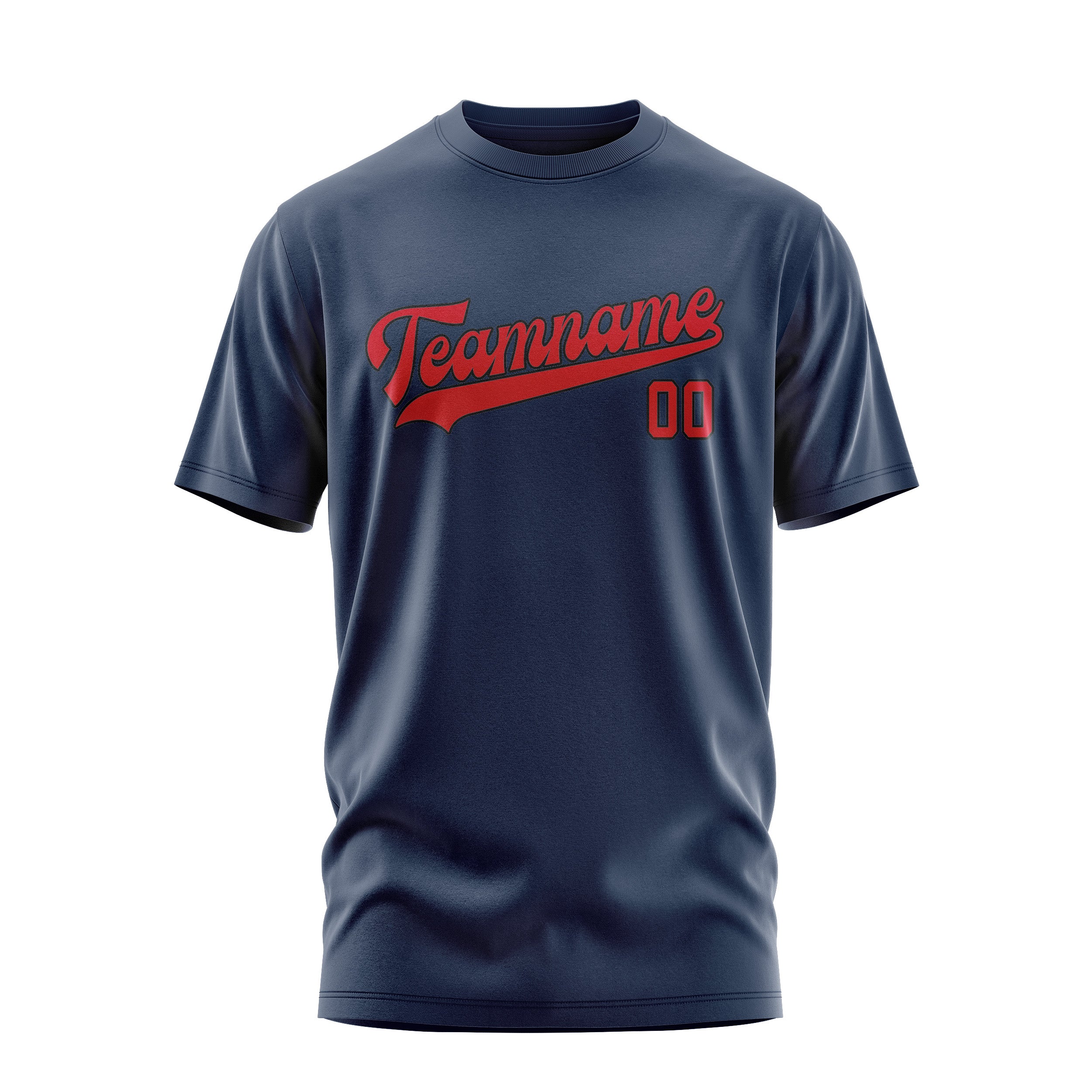 Maßgeschneidertes Marineblau Rot T-Shirt