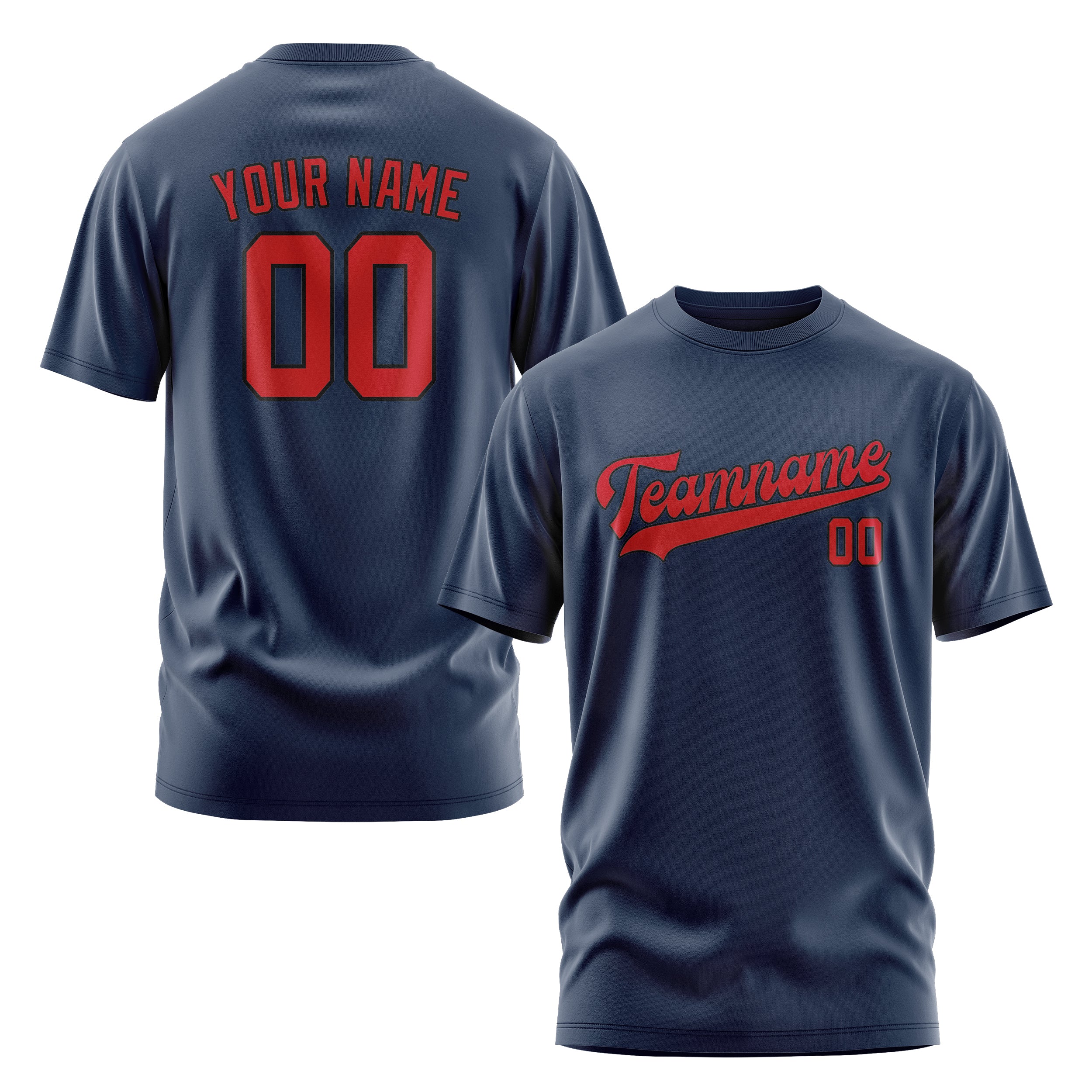 Maßgeschneidertes Marineblau Rot T-Shirt